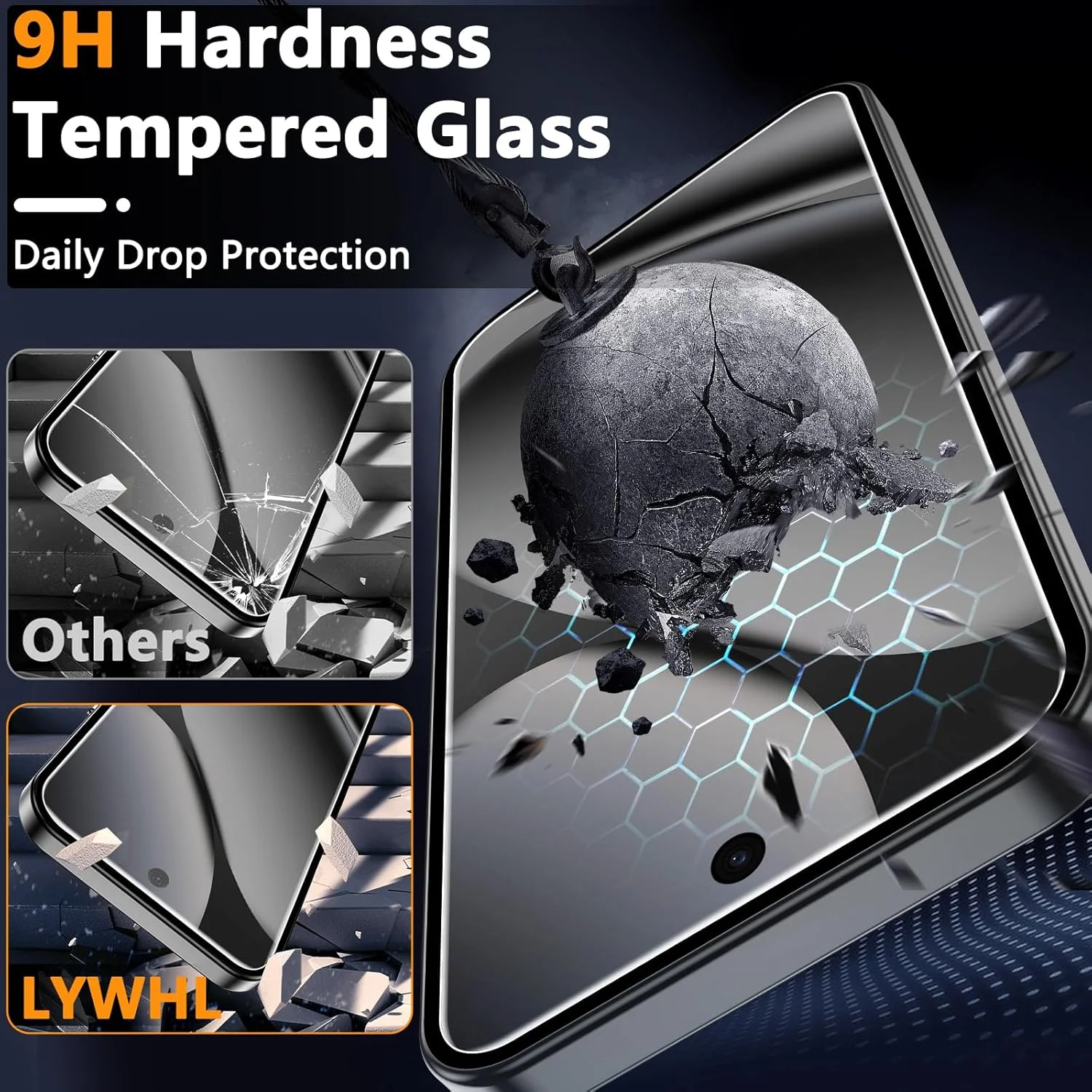 محافظ صفحه نمایش LYWHL برای گوگل پیکسل 10 پرو، بسته 3 عددی فیلم شیشه ای حرارت دیده با سختی 9H + بسته 2 عددی محافظ لنز دوربین، پشتیبانی از باز کردن قفل اثر انگشت، ضد خش شفاف HD نصب آسان پوشش کامل