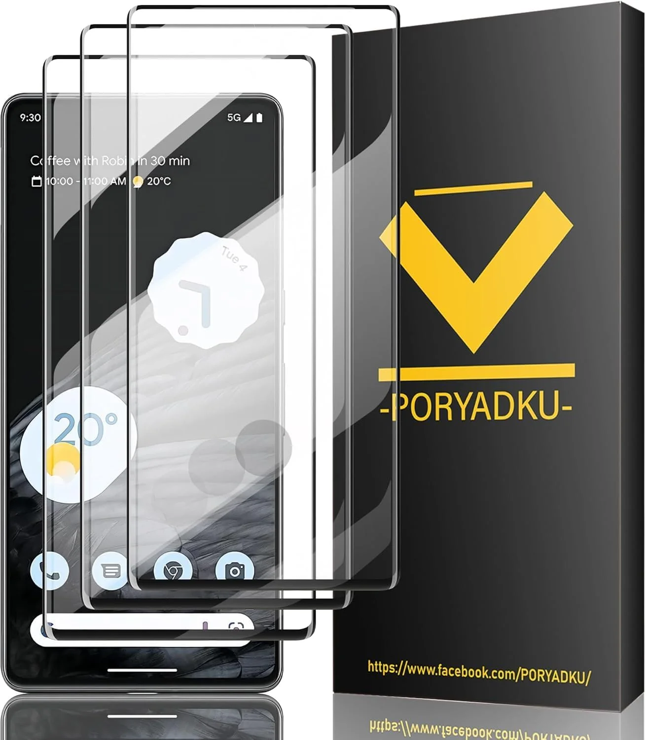 محافظ صفحه نمایش شیشه ای حرارت دیده HOMEMO بسته 3 عددی برای Google Pixel 7 Pro، سختی 9H، پرداخت براق، طراحی فوق العاده نازک 0.33 میلی متری، صفحه نمایش 6.7 اینچی