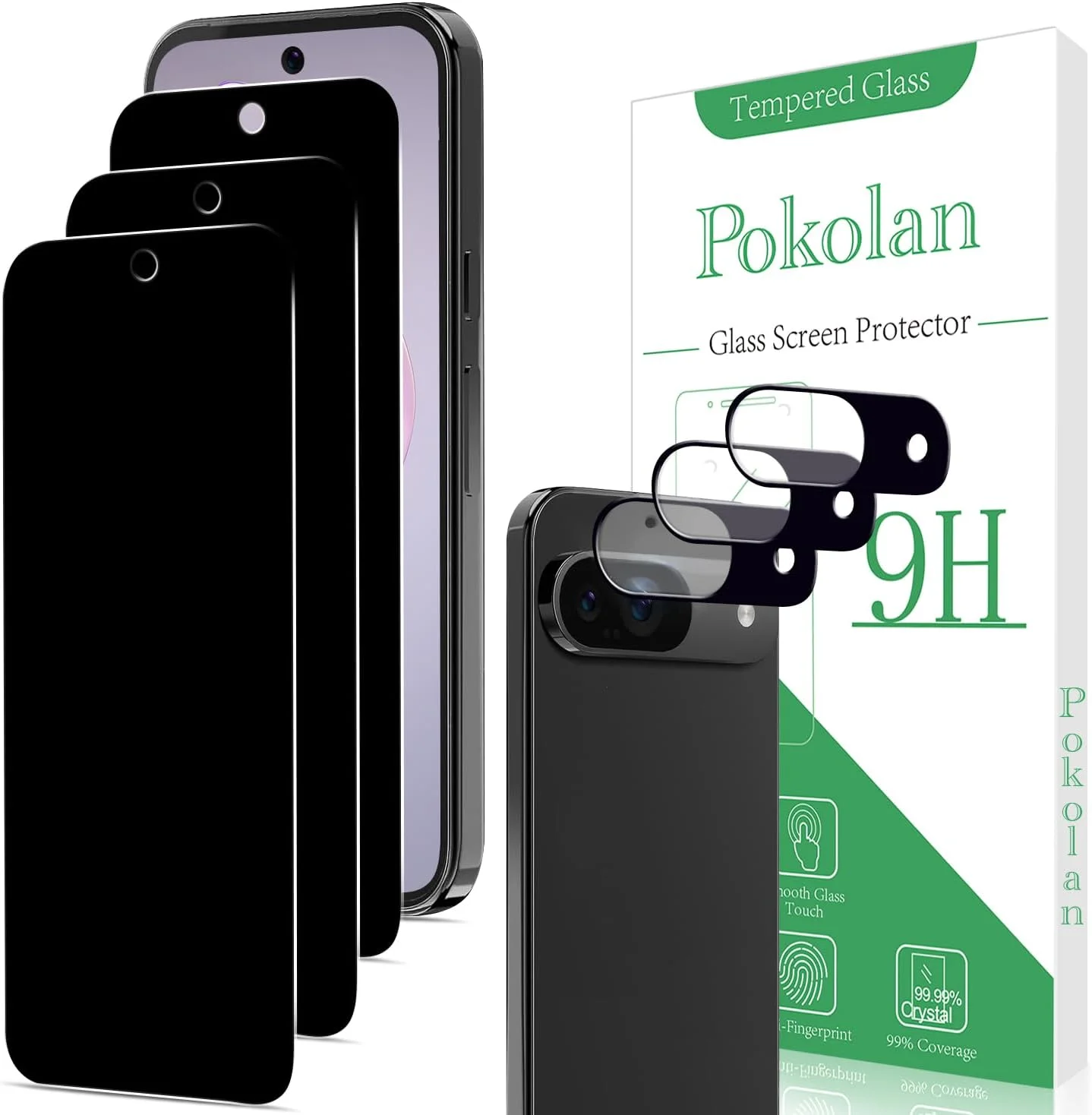 محافظ صفحه نمایش حریم خصوصی پوکولان 3+3 عددی برای گوگل پیکسل 9 به همراه محافظ لنز دوربین، شیشه حرارت دیده ضد جاسوسی، سختی 9H، ضد خش، بدون حباب، نصب آسان محافظ صفحه نمایش حریم خصوصی پوکولان 3+3 عددی برای گوگل پیکسل 9 به همراه محافظ لنز دوربین، شیشه حرارت دیده ضد جاسوسی، سختی 9H، ضد خش، بدون حباب، نصب آسان