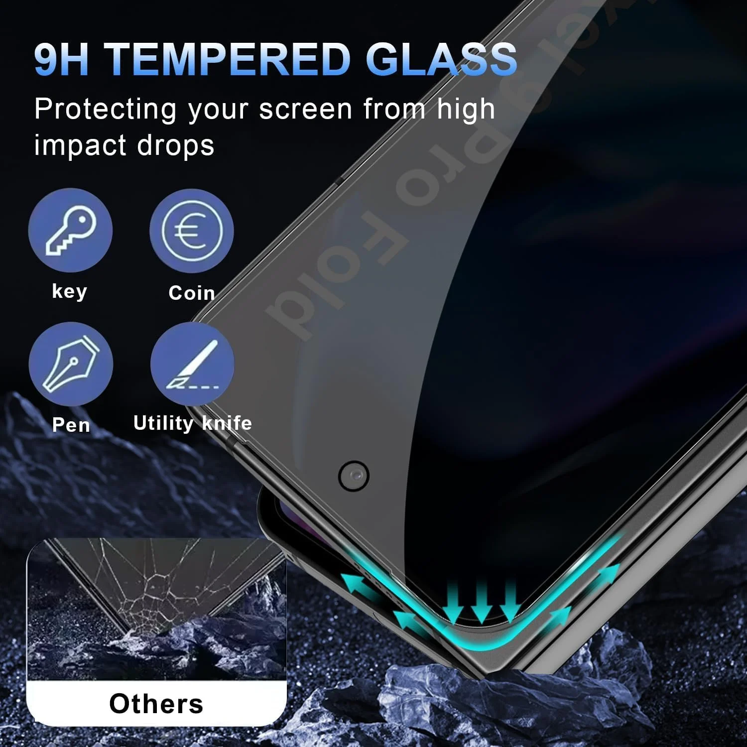 [بسته 2 عددی] محافظ صفحه نمایش ضد جاسوسی سازگار با Google Pixel 10 Pro Fold - محافظ صفحه شیشه ای حریم خصوصی، فیلم شیشه ای سخت شده سه بعدی، محافظ ضد خش ضد نگاه دزدکی با سختی 9H