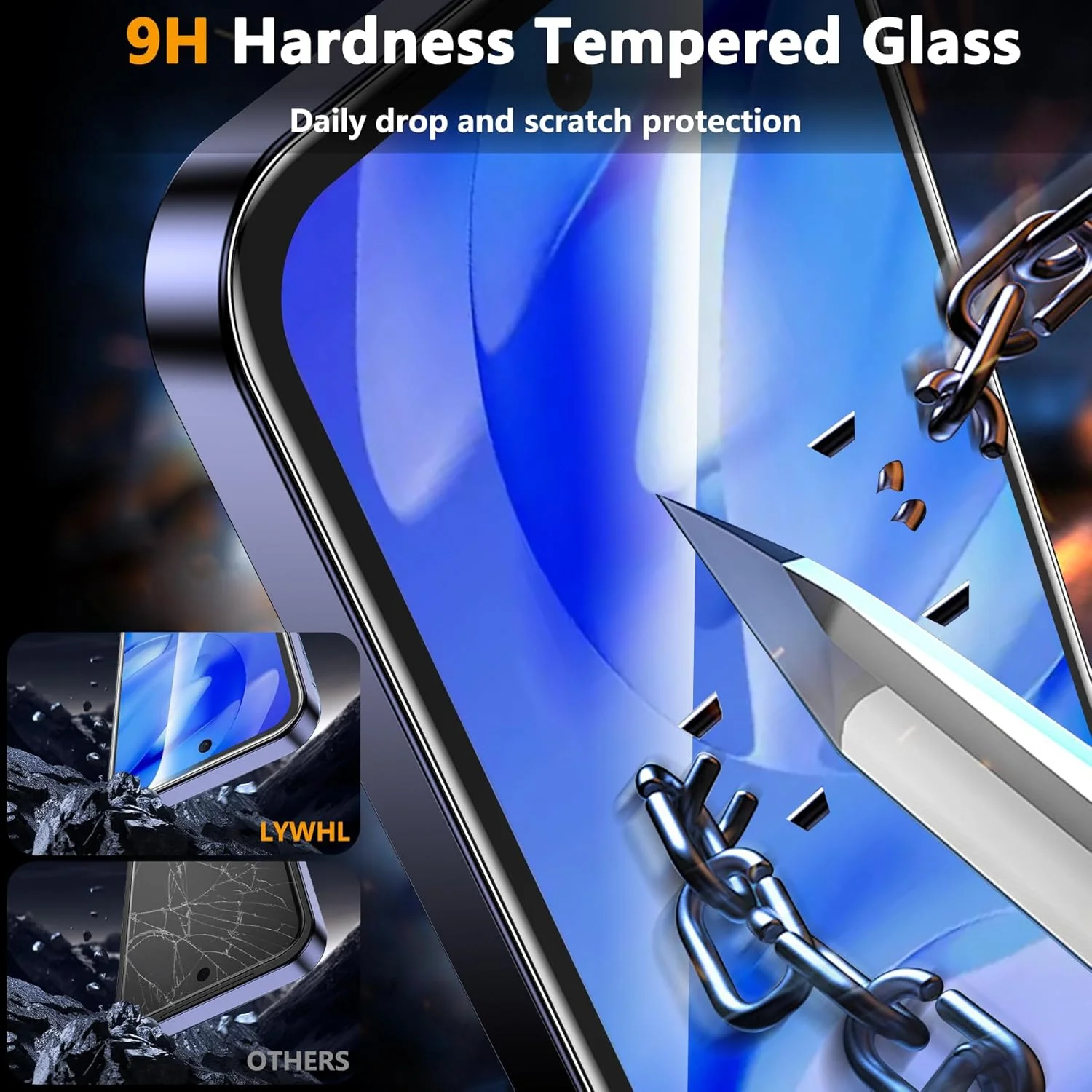 محافظ صفحه نمایش LYWHL برای گوگل پیکسل 9A، بسته 3 عددی فیلم شیشه ای حرارت دیده با سختی 9H + بسته 2 عددی محافظ لنز دوربین، پشتیبانی از باز کردن قفل اثر انگشت، ضد خش شفاف HD، بدون حباب، سازگار با قاب