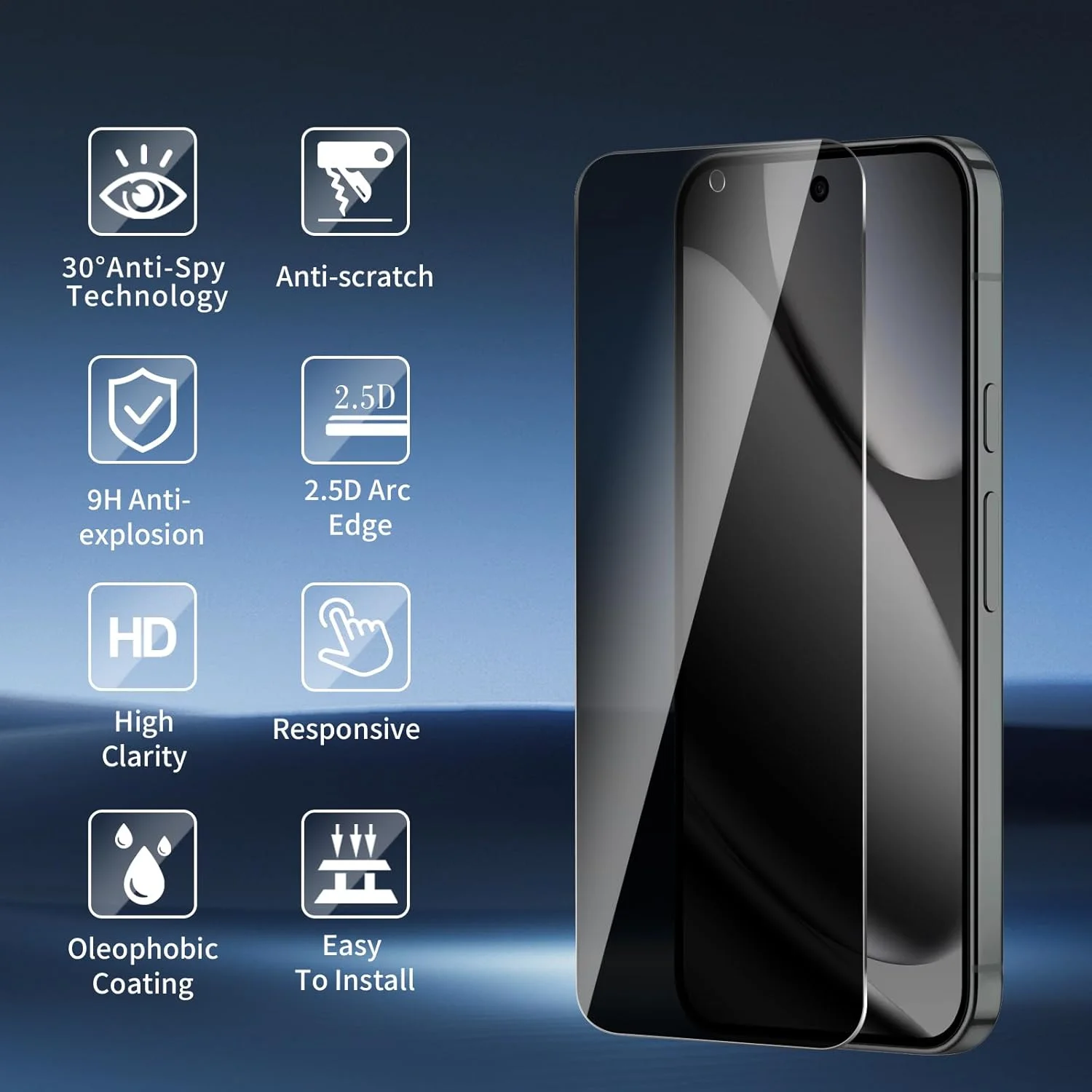 محافظ صفحه نمایش شیشه ای حرارت دیده بیسک جی Google Pixel 10 Pro XL برای Google Pixel 10 Pro XL، ضد جاسوسی، سختی 9H، نصب آسان، سازگار با قاب و مقاوم در برابر خراش