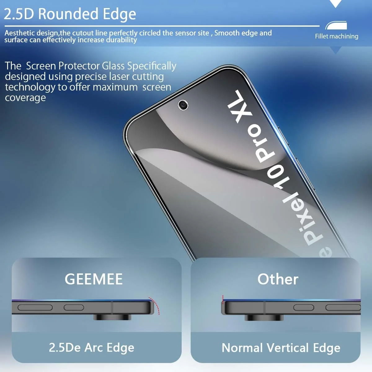 محافظ صفحه نمایش شیشه ای GEEMEE برای گوگل پیکسل 10 پرو XL/گوگل پیکسل 9 پرو XL، فیلم محافظ شیشه ای سخت با درجه سختی 9H، محافظ صفحه نمایش شیشه ای ضد خش شفاف HD بدون حباب مشکی - بسته 2 عددی