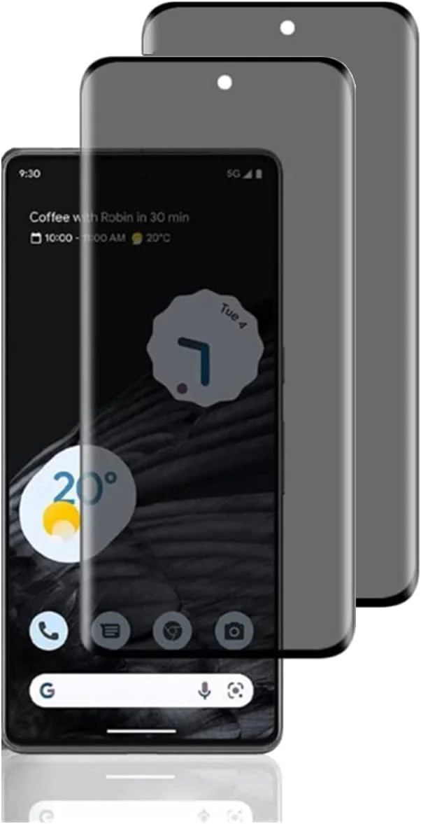 محافظ صفحه نمایش حریم خصوصی Fiokxie برای گوگل پیکسل 7 پرو (2 عدد) - محافظ صفحه نمایش حریم خصوصی تمام صفحه، فیلم شیشه ای حرارت دیده سه بعدی، سختی 9H، محافظ صفحه نمایش شیشه ای حرارت دیده ضد دید زدن