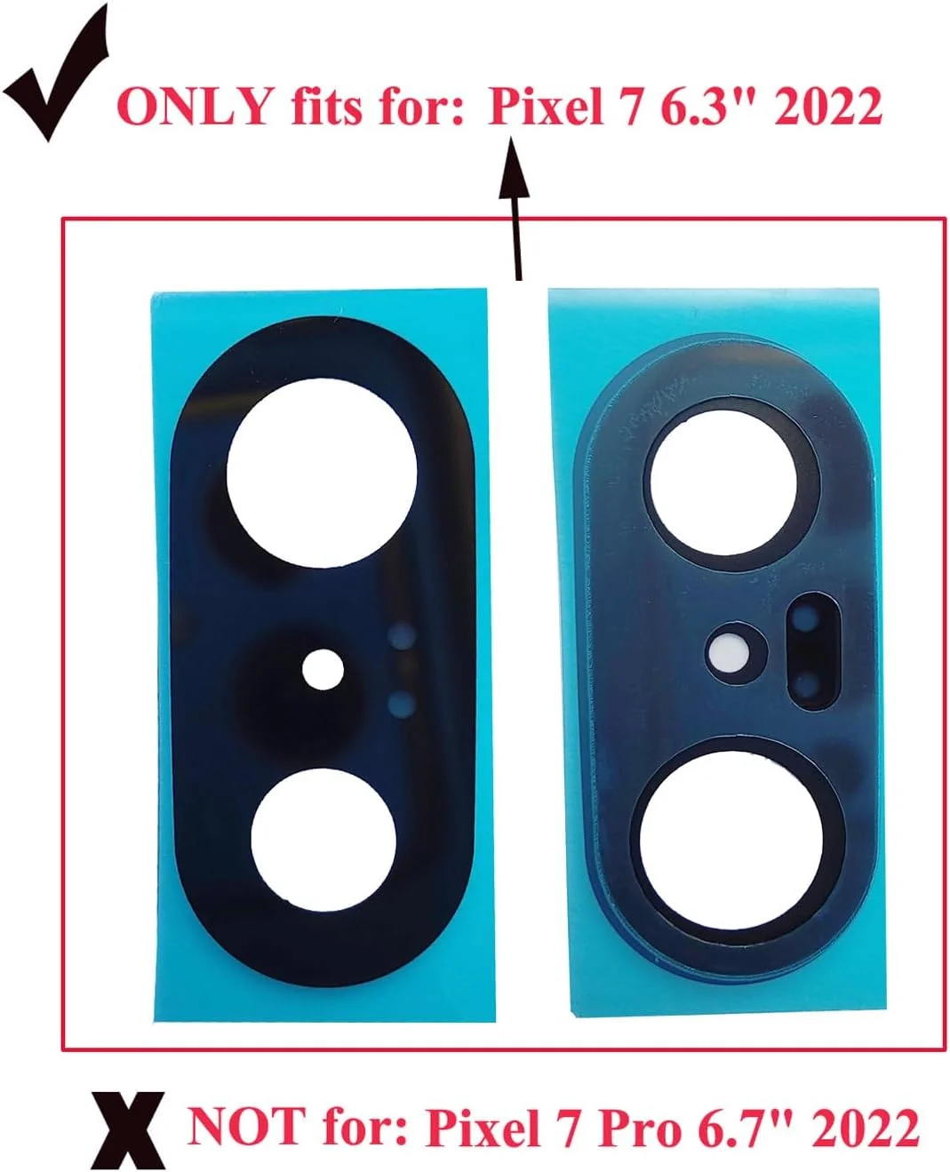 ubrokeifixit پوشش لنز شیشه ای دوربین پشتی برای گوگل پیکسل 7 6.3 اینچ مدل GVU6C GQML3 سال 2022، همراه با نوار از پیش برش خورده (2 عدد / پیکسل 7 6.3 اینچ / مشکی)