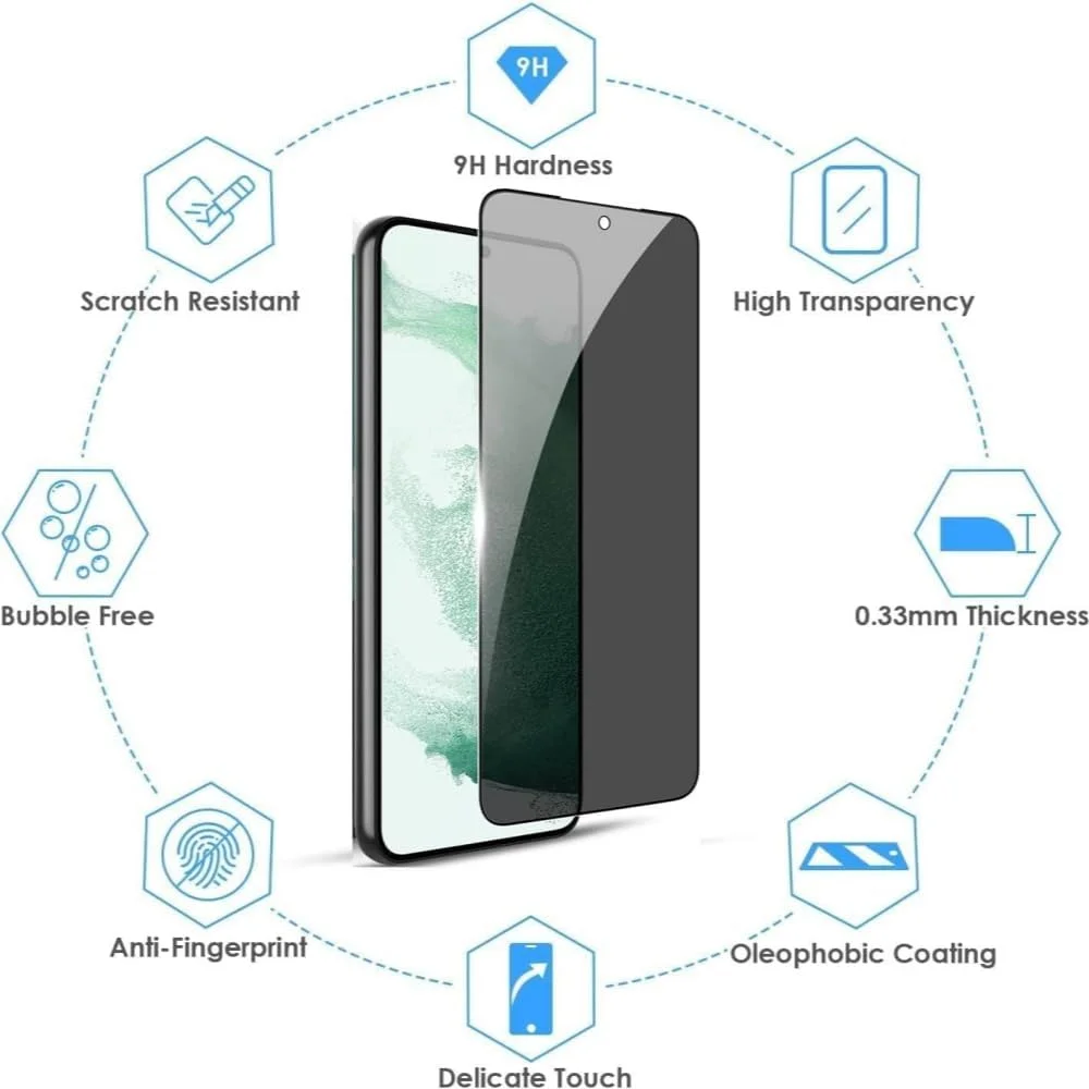 محافظ صفحه نمایش حریم خصوصی شیشه ای با پوشش کامل بافوگو برای گوگل پیکسل 9/گوگل پیکسل 9 پرو، [سختی 9H] [ضد اثر انگشت] [محافظت از حریم خصوصی]، بدون حباب [ضد خش] (2 عدد)