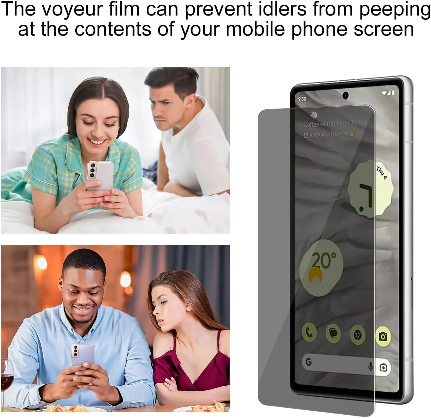 محافظ صفحه نمایش حریم خصوصی لوکیو، بسته 3 عددی، برای گوگل پیکسل 7A [شیشه حرارت دیده ضد جاسوسی]، Ultra HD، ضد خش، بدون حباب، نصب آسان، شیشه محافظ 9H