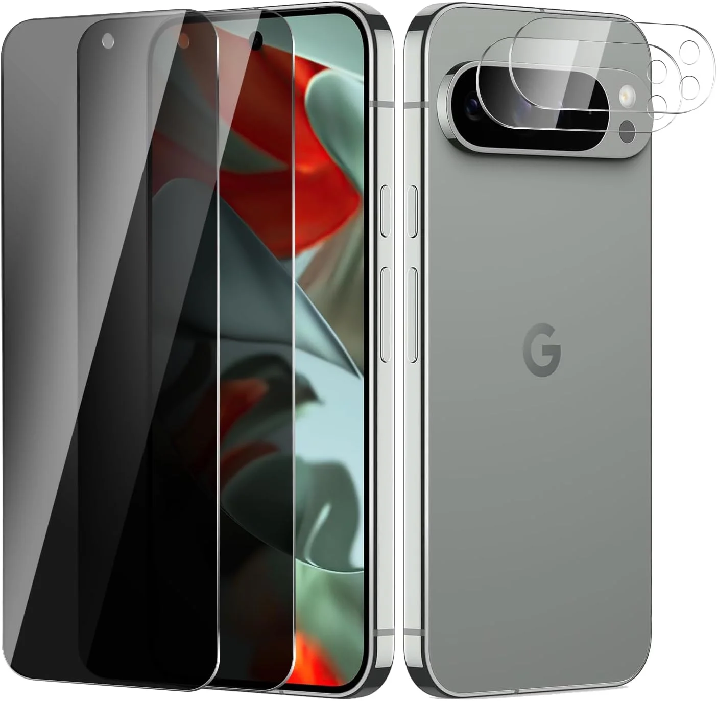 بیشک ۲+ بسته ۲ عددی محافظ صفحه نمایش حریم خصوصی و محافظ لنز دوربین برای گوگل پیکسل 9 پرو XL، شیشه حرارت دیده ضد جاسوسی، نصب آسان، سختی 9H، مقاوم در برابر خراش، بدون حباب