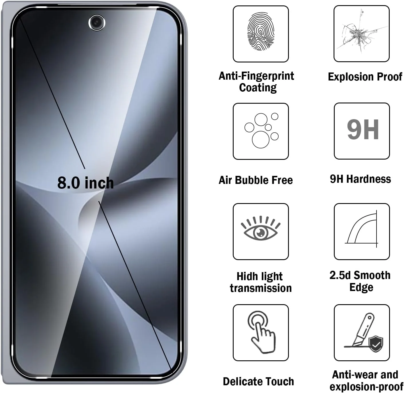 محافظ صفحه نمایش شیشه ای حرارت دیده Natbok، بسته 2 عددی، مناسب برای گوشی Google Pixel 10 Pro Fold، سختی 9H، فوق العاده مقاوم، ضد اثر انگشت، HD-Clear، بدون حباب، پوشش کامل فیلم محافظ صفحه نمایش برای Pixel 10 Pro Fold محافظ صفحه نمایش شیشه ای حرارت دیده Natbok، بسته 2 عددی، مناسب برای گوشی Google Pixel 10 Pro Fold، سختی 9H، فوق العاده مقاوم، ضد اثر انگشت، HD-Clear، بدون حباب، پوشش کامل فیلم محافظ صفحه نمایش برای Pixel 10 Pro Fold