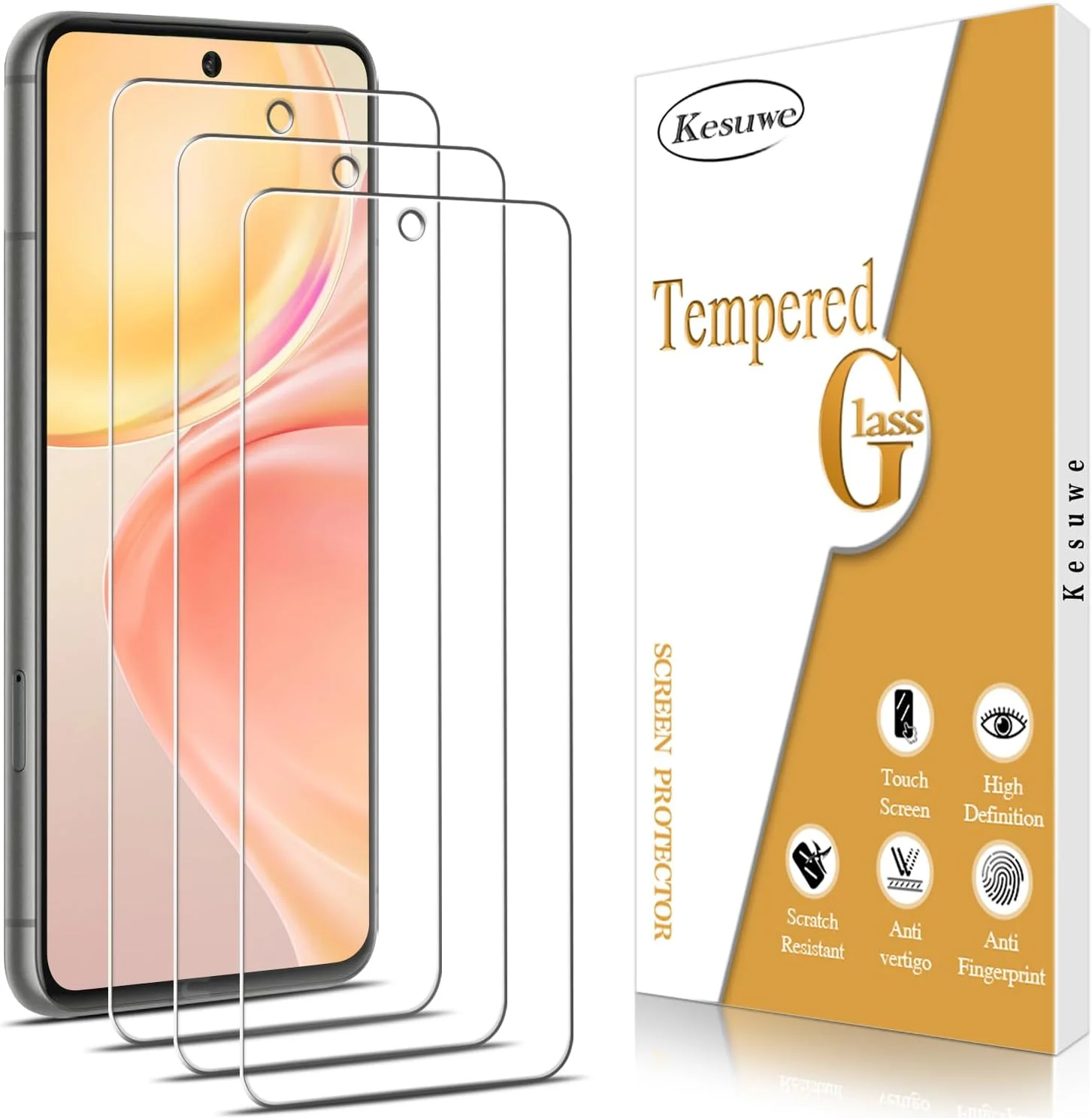 محافظ صفحه نمایش کسووه [بسته 3 عددی] شیشه حرارت دیده برای گوگل پیکسل 8، ضد خش، بدون حباب، سختی 9H، فوق العاده مقاوم، شفاف HD، سازگار با قاب، نصب آسان
