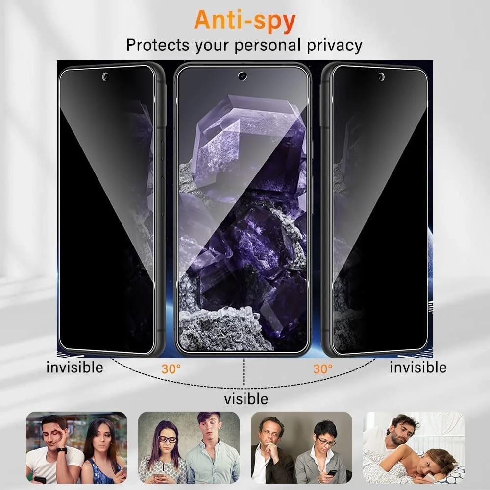 محافظ صفحه نمایش شیشه ای حریم خصوصی برای گوگل پیکسل 10، [ضد جاسوسی] شفاف تمام صفحه سختی 9H، [بادوام] [ضد شکستگی] و شیشه صفحه نمایش مقاوم در برابر خراش - [بسته 2 عددی]