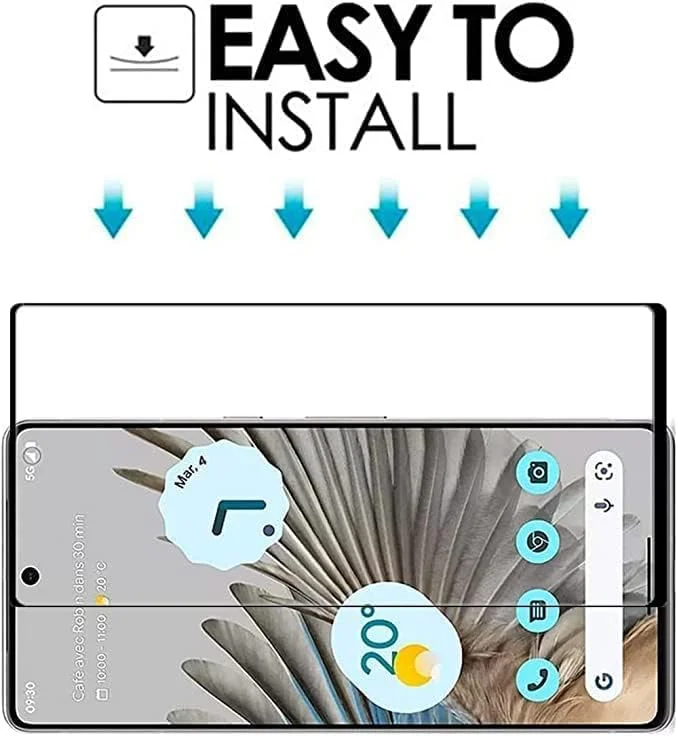 محافظ صفحه نمایش شیشه ای حرارت دیده گوگل پیکسل 8 پرو، لبه منحنی سه بعدی، ضد خش با وضوح بالا، سختی 9H، بدون حباب، سازگار با قاب، محافظ صفحه نمایش چسب کامل برای گوگل پیکسل 8 پرو (شیشه 5D مشکی)