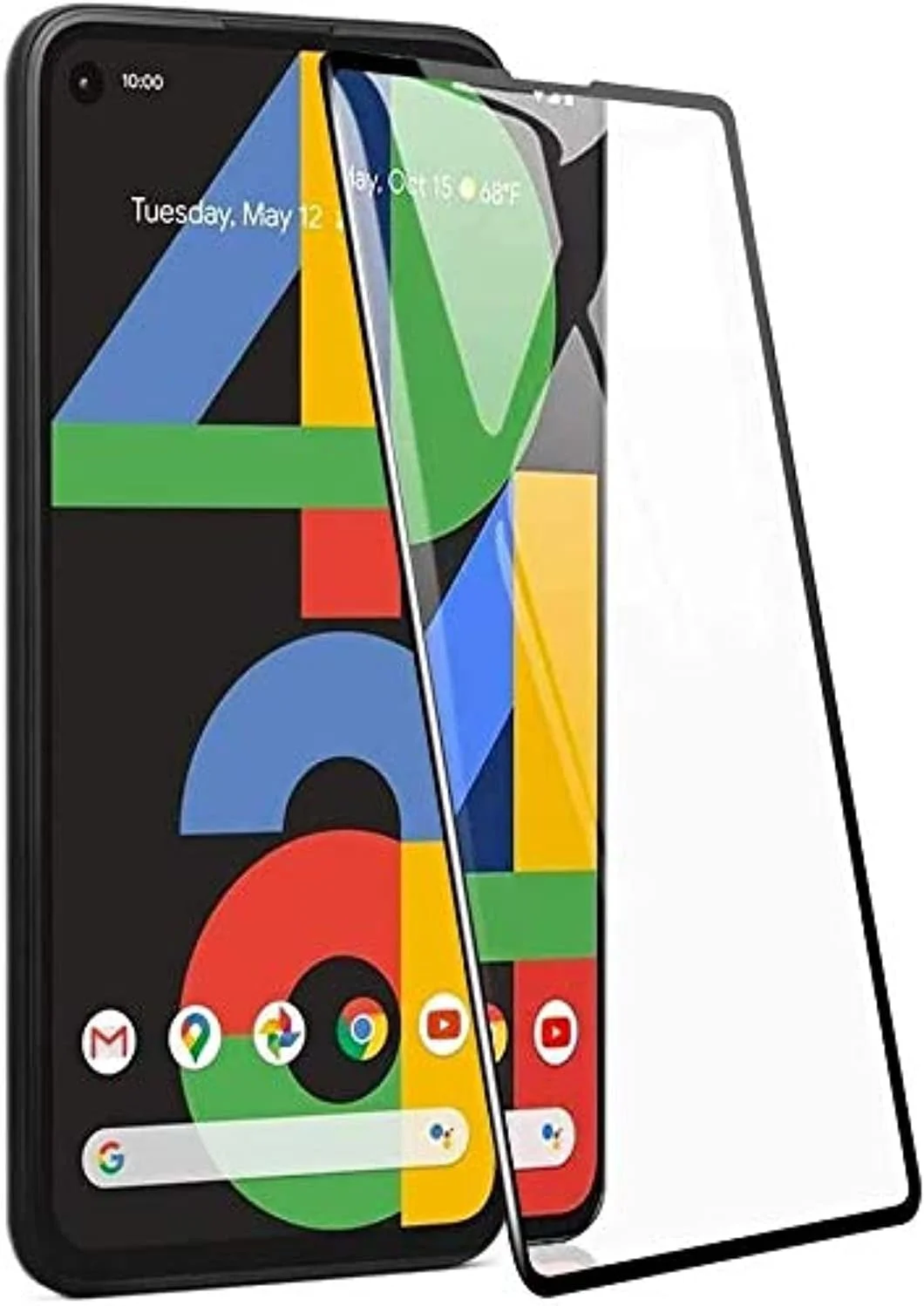 محافظ صفحه نمایش شیشه ای حرارت دیده خمیده سه بعدی با پوشش کامل، مقاومت بالا در برابر خراش و لمس 5 بعدی Muzz Google Pixel 5 XL