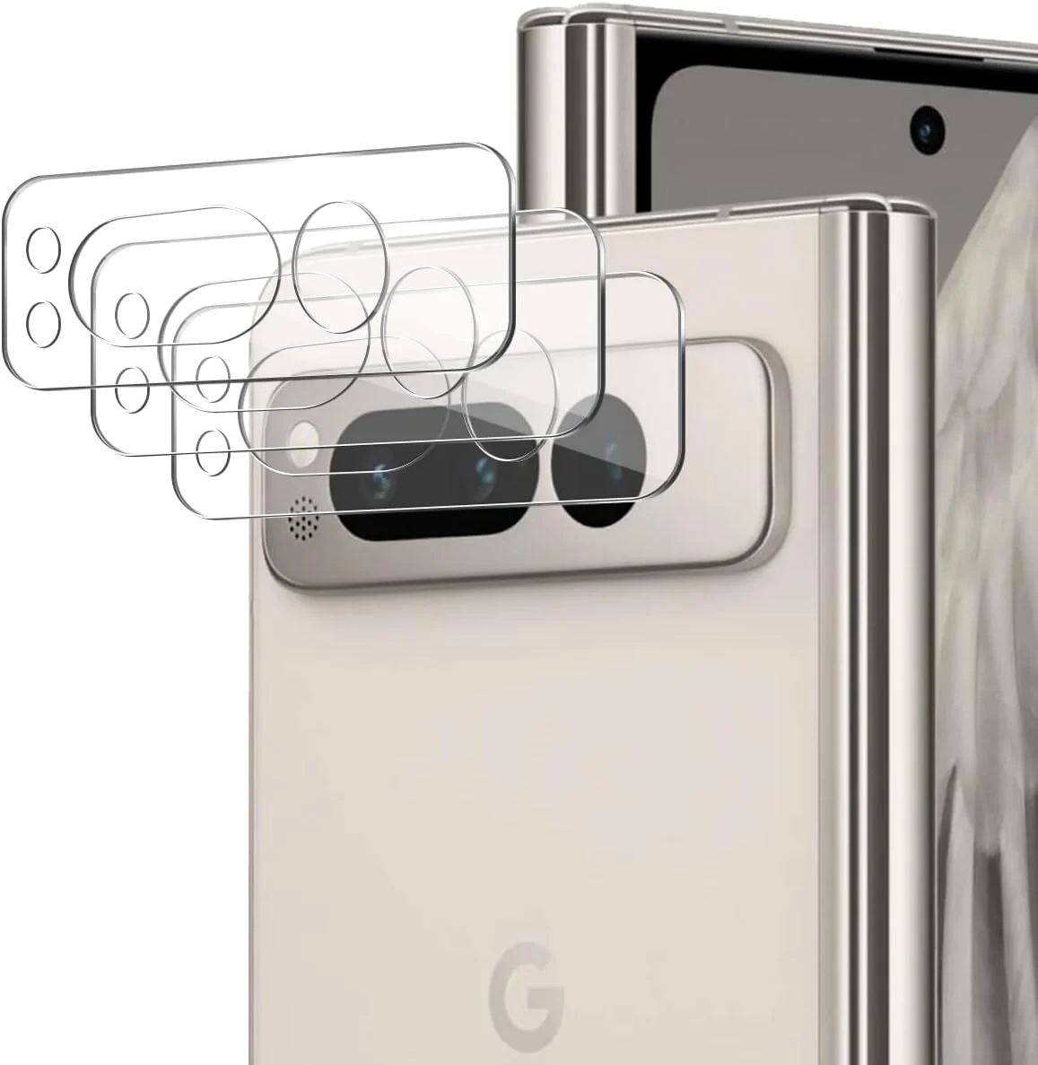 محافظ لنز دوربین Zerrshoo برای Google Pixel Fold، شیشه حرارت دیده، سختی 9H، مقاوم در برابر خراش - 3 عدد