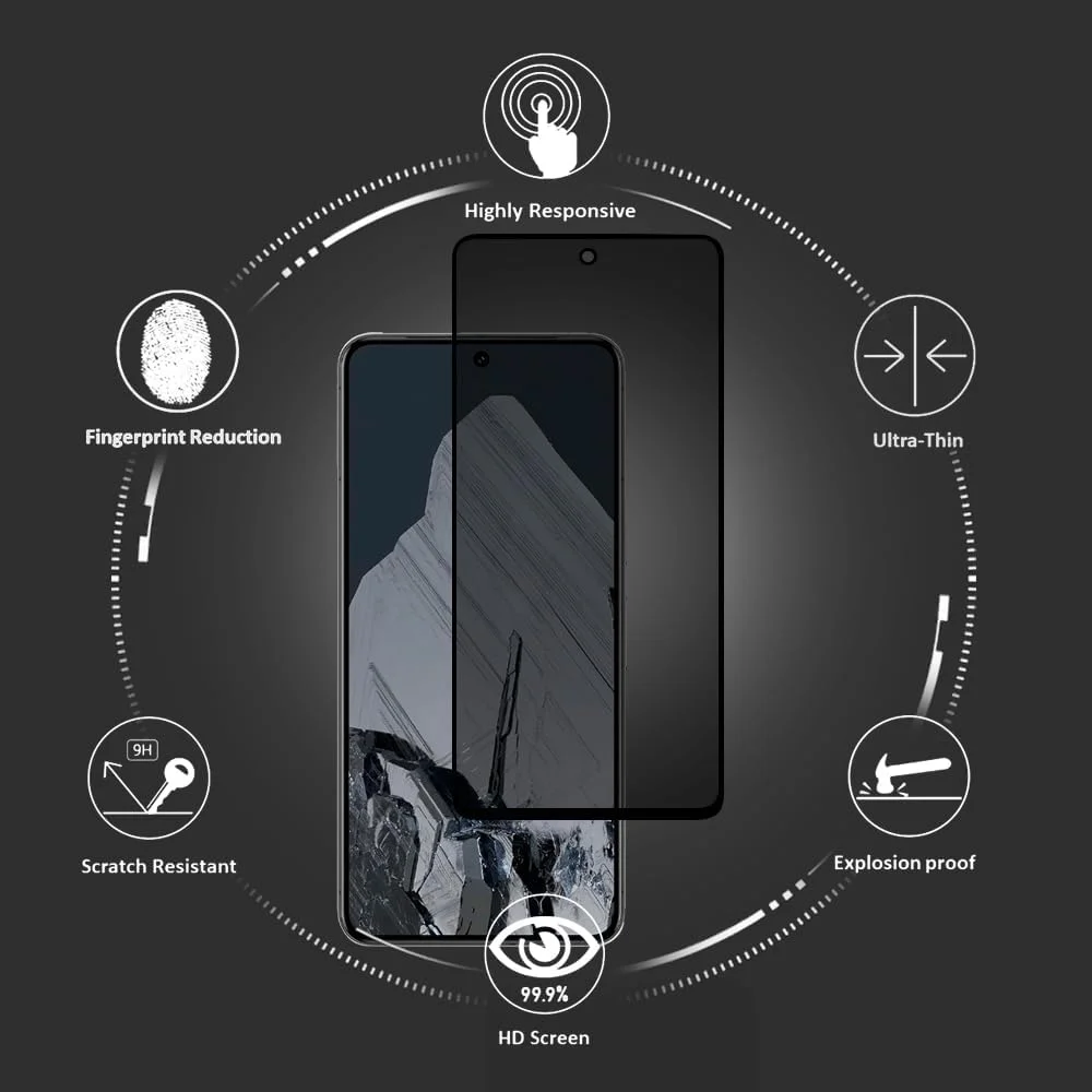 محافظ صفحه نمایش حریم خصوصی FiiMoo برای Google Pixel 8 Pro، شیشه حرارت دیده حریم خصوصی، محافظ صفحه نمایش ضد جاسوسی، [سازگار با قاب] [سختی 9H] [ضد خش]، شیشه حرارت دیده ضد جاسوسی برای Google Pixel 8 Pro