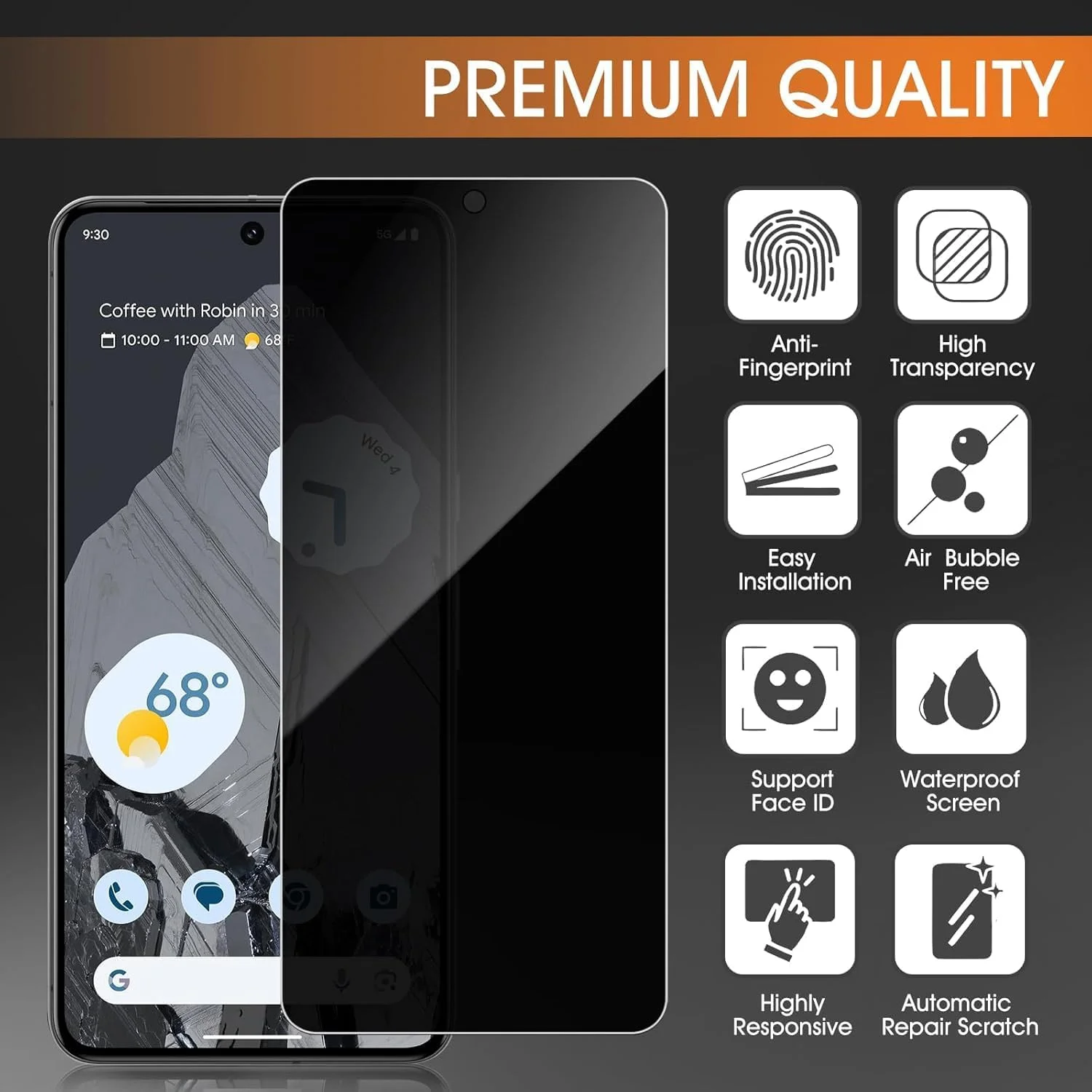 محافظ صفحه نمایش حریم خصوصی 3 عددی DYNASCO برای گوگل پیکسل 8 پرو 6.7 اینچی، محافظ صفحه نمایش شیشه ای حرارت دیده - ضد خش، ضد اثر انگشت، عدم سازگاری با اثر انگشت محافظ صفحه نمایش حریم خصوصی 3 عددی DYNASCO برای گوگل پیکسل 8 پرو 6.7 اینچی، محافظ صفحه نمایش شیشه ای حرارت دیده - ضد خش، ضد اثر انگشت، عدم سازگاری با اثر انگشت