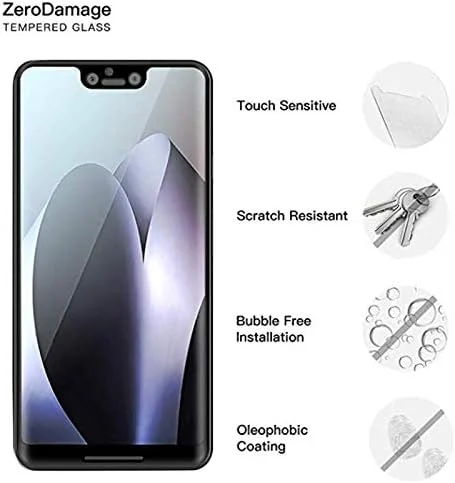 VIESUP for Google Pixel 3 XL Screen Protector Tempered Glass, [2PACK] High Clear Full Coverage Tempered Glass Film for Google Pixel 3XL