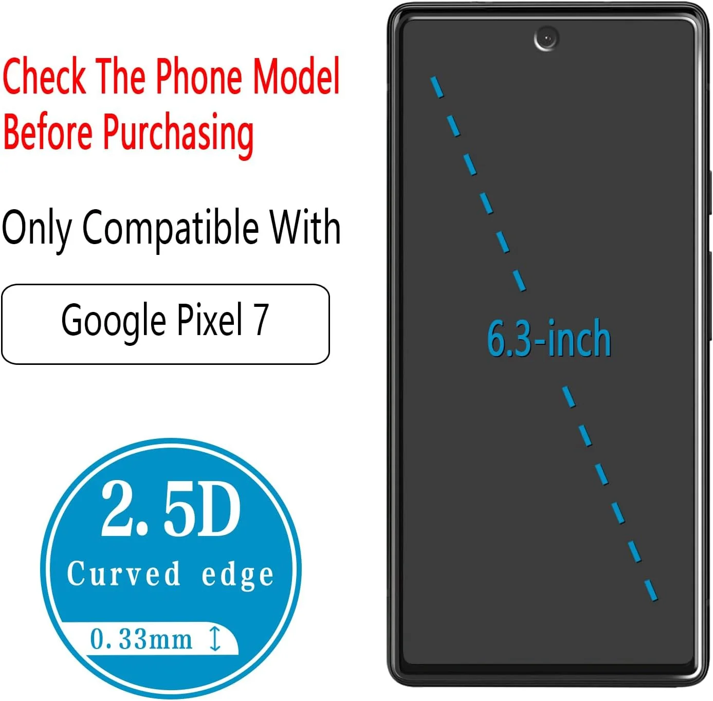 محافظ صفحه نمایش بنکوکو [بسته 2+2 عددی] برای گوگل پیکسل 7 به همراه محافظ لنز دوربین، شیشه حرارت دیده 9H، پشتیبانی از باز کردن قفل با اثر انگشت، ضد خش، بدون حباب