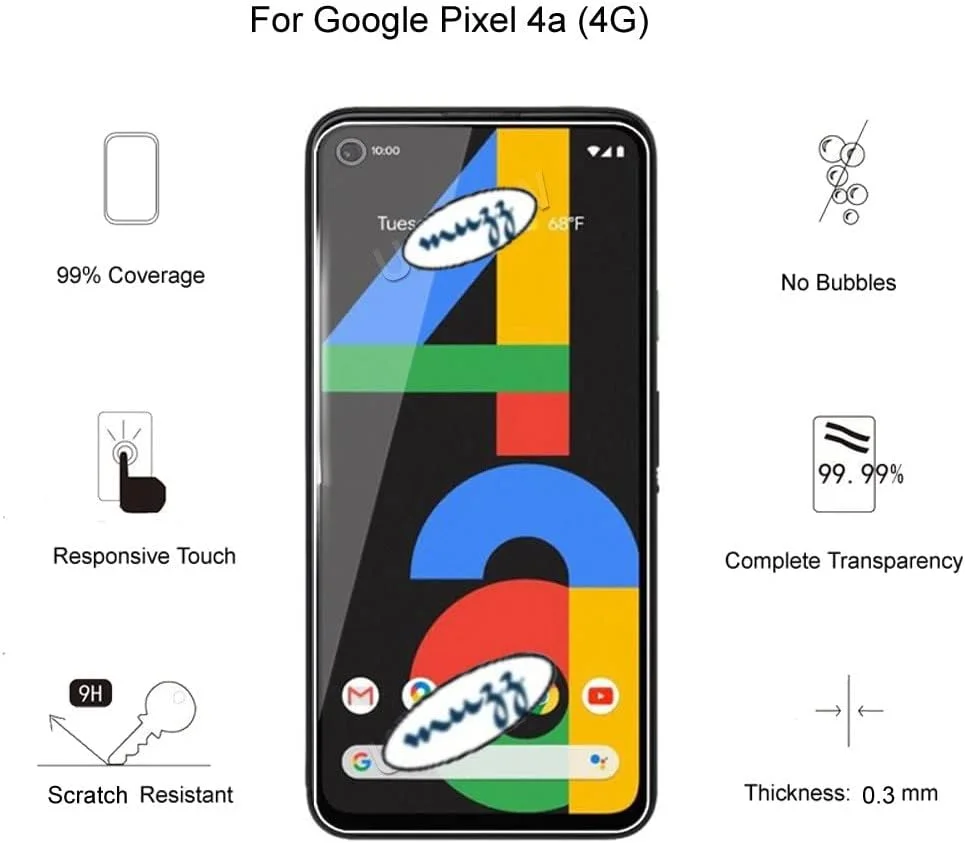 محافظ صفحه نمایش شیشه ای حرارت دیده ضد خش 9H HD برای گوگل پیکسل 4A 4G شفاف محافظ صفحه نمایش شیشه ای حرارت دیده ضد خش 9H HD برای گوگل پیکسل 4A 4G شفاف