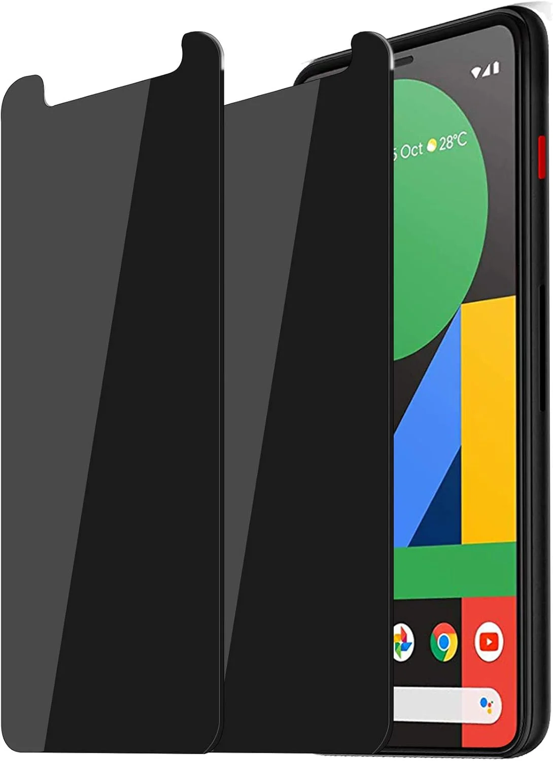 محافظ صفحه نمایش حریم خصوصی [2 عددی] گوگل پیکسل 4XL، [به روز شده] ضد جاسوسی، ضد تابش، ضد خش، نصب آسان، فیلم شیشه ای حرارت دیده سازگار با گوگل پیکسل 4XL 6.3 اینچی 2019 - سازگار با قاب (مشکی)