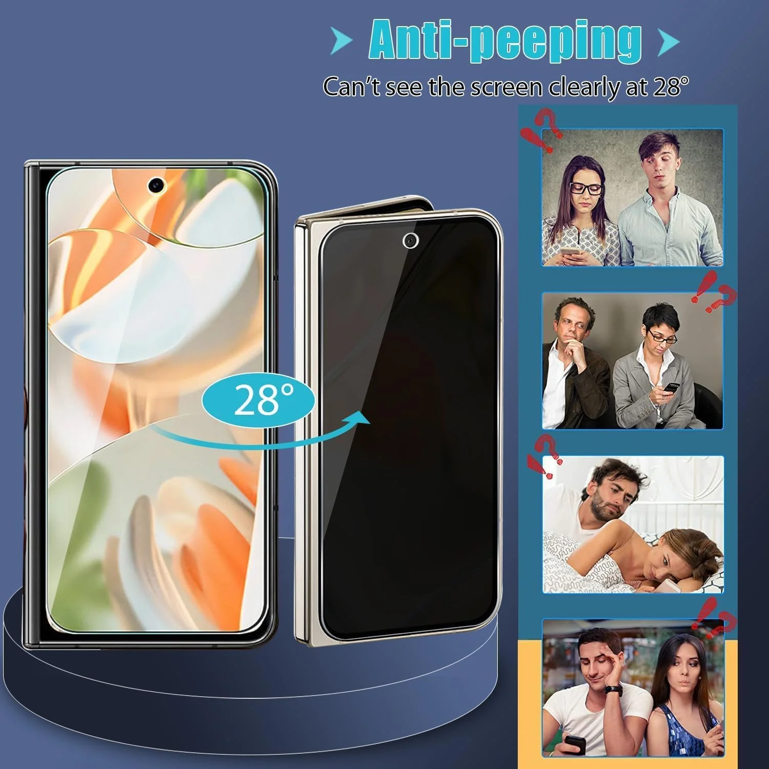 Gruattreay 2-Pack for Google Pixel 9 Pro Fold Privacy Front Tempered Glass Screen Protector and 2-Pack Camera Lens Protector, [Anti-Scratch] [HD Clarity 9H Hardness][Bubble Free]