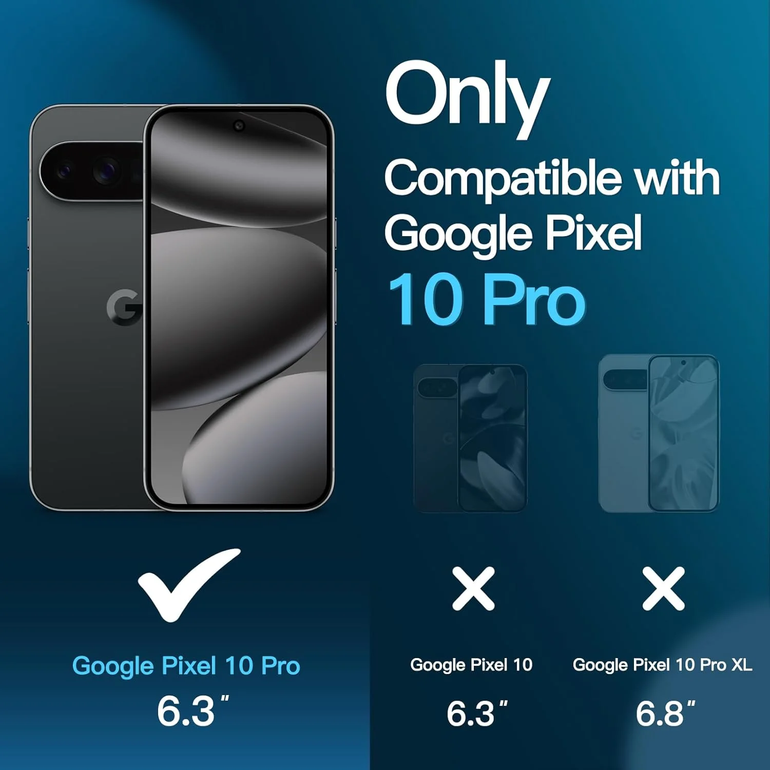 محافظ صفحه نمایش JETech برای گوگل پیکسل 10 پرو به همراه محافظ لنز دوربین، ابزار نصب آسان، سازگار با باز کردن قفل اثر انگشت، فیلم شیشه ای حرارت دیده، شفافیت HD، 2 عدد در هر بسته