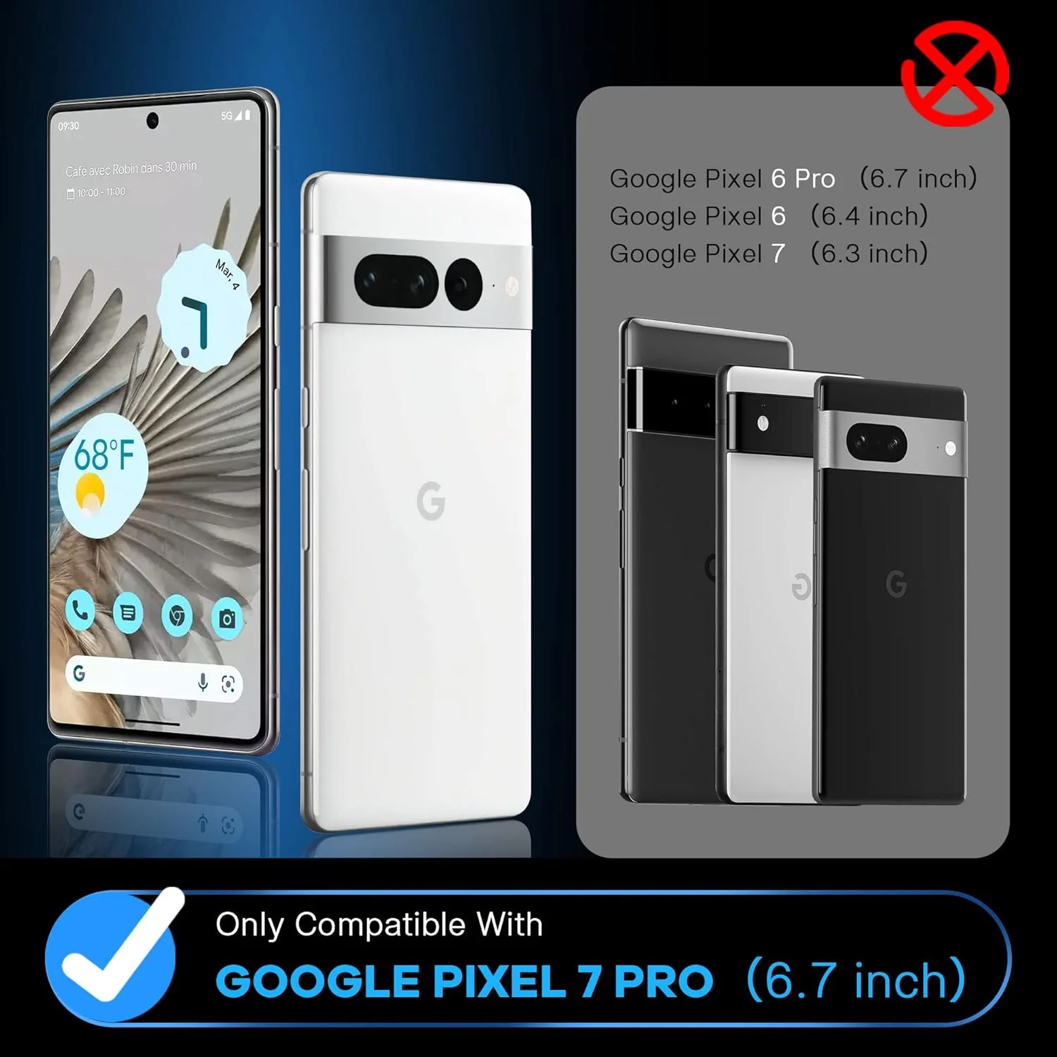 محافظ صفحه نمایش شیشه ای حرارت دیده [3 عددی] FANGTIAN GUARD مناسب برای Google Pixel 7 Pro 6.7 اینچی - محافظ صفحه نمایش شیشه ای منحنی سه بعدی برای Pixel 7 Pro - [باز کردن قفل با اثر انگشت] [ابزار تراز]