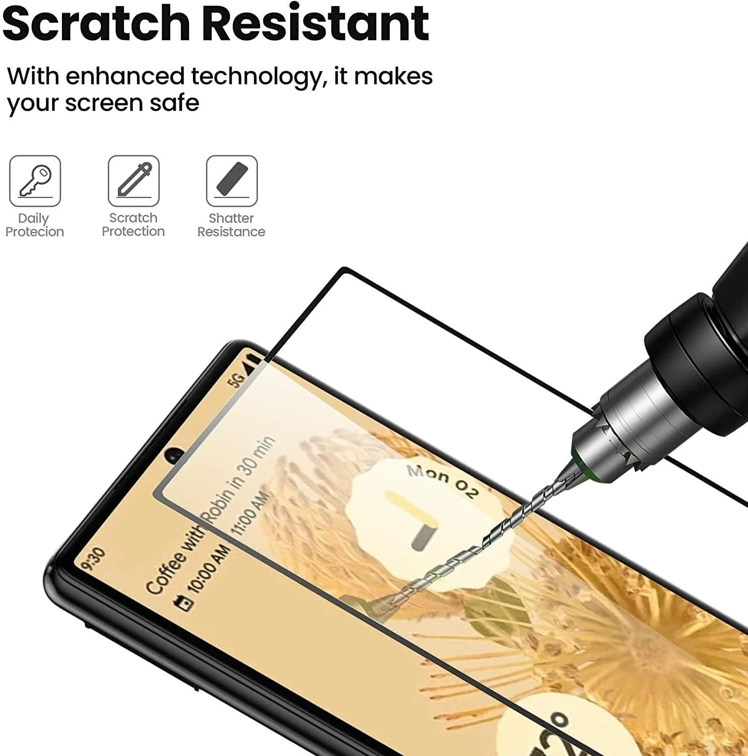 Google Pixel 7 Pro Screen Protector, Tempered Glass [Full Adhesive][Full Coverage] [Bubble-Free] [Anti Scratch] Clear (Google Pixel 7 Pro)