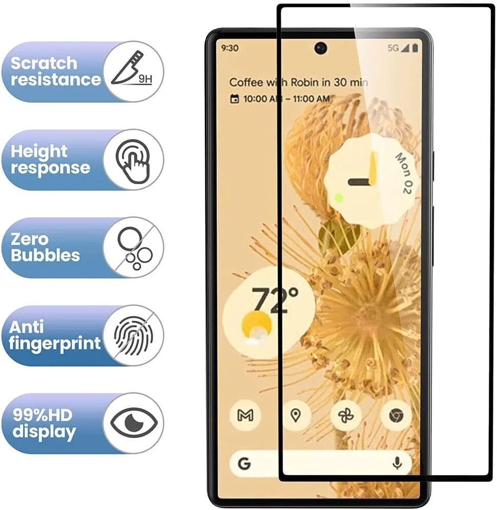 Google Pixel 7 Pro Screen Protector, Tempered Glass [Full Adhesive][Full Coverage] [Bubble-Free] [Anti Scratch] Clear (Google Pixel 7 Pro)