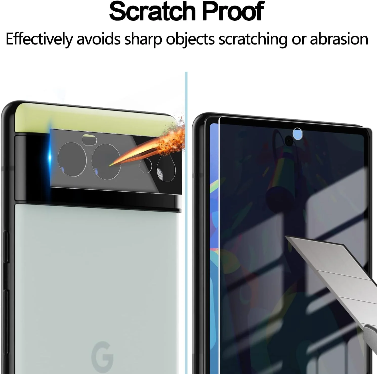 YWXTW for Google Pixel 6 Privacy Screen Protector, 2 Pack Anti Spy Tempered Glass and 2 Pack Camera Lens Protector, [Not Support Fingerprint Unlock] Case Friendly, Bubble Free, 6.4 Inch (Black)