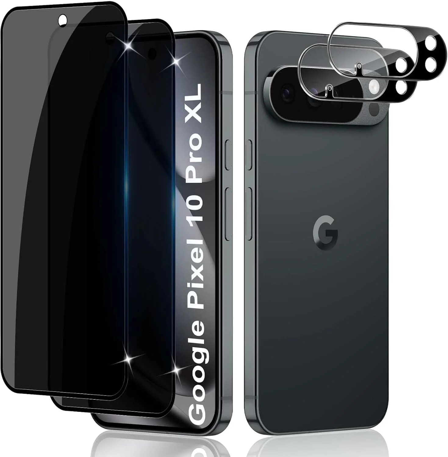 محافظ صفحه نمایش حریم خصوصی Liilaa برای Google Pixel 10 Pro XL، [2 + 2 عدد] شیشه حرارت دیده حریم خصوصی و محافظ دوربین، ضد خش سختی HD 9H ضد جاسوسی