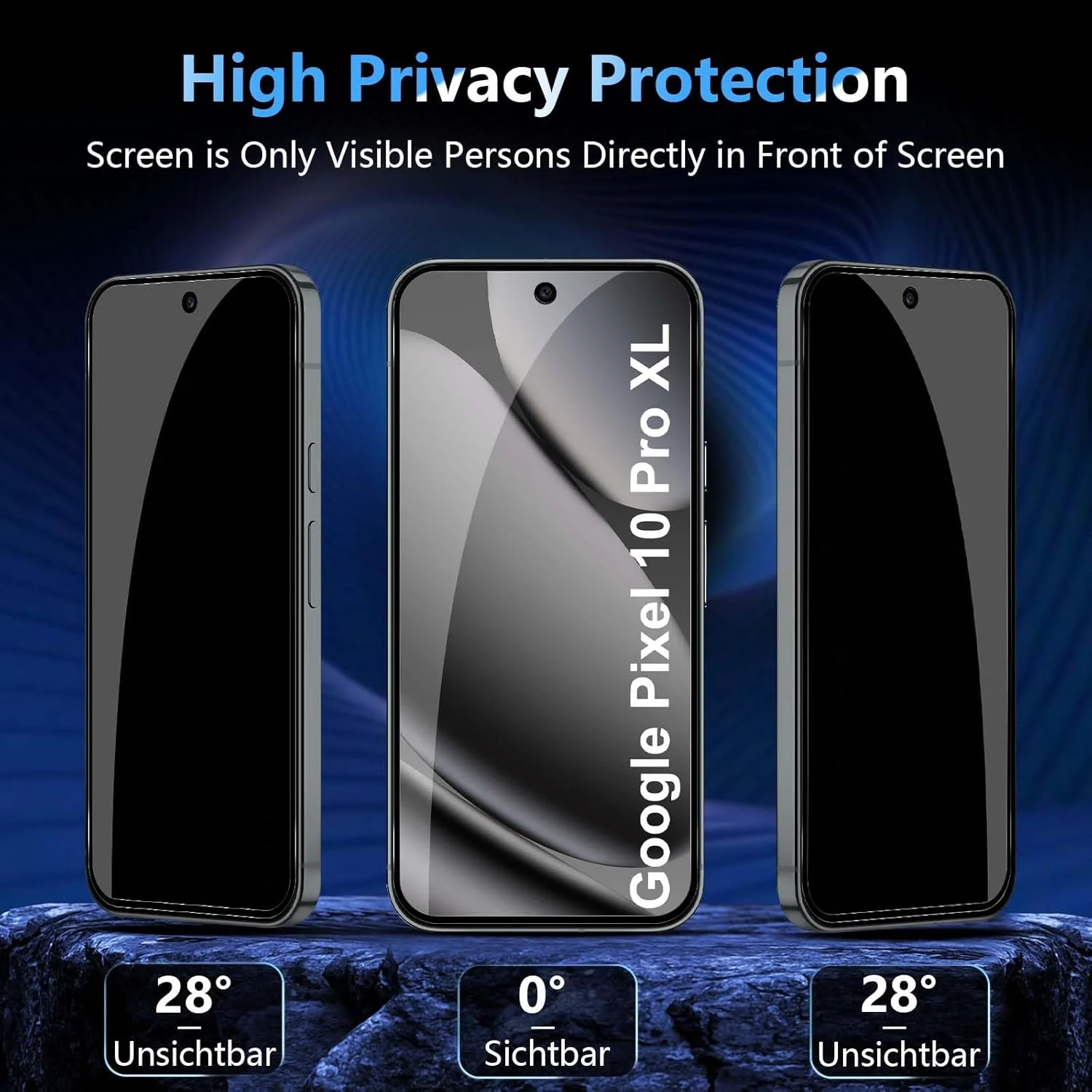 محافظ صفحه نمایش حریم خصوصی Liilaa برای Google Pixel 10 Pro XL، [2 + 2 عدد] شیشه حرارت دیده حریم خصوصی و محافظ دوربین، ضد خش سختی HD 9H ضد جاسوسی