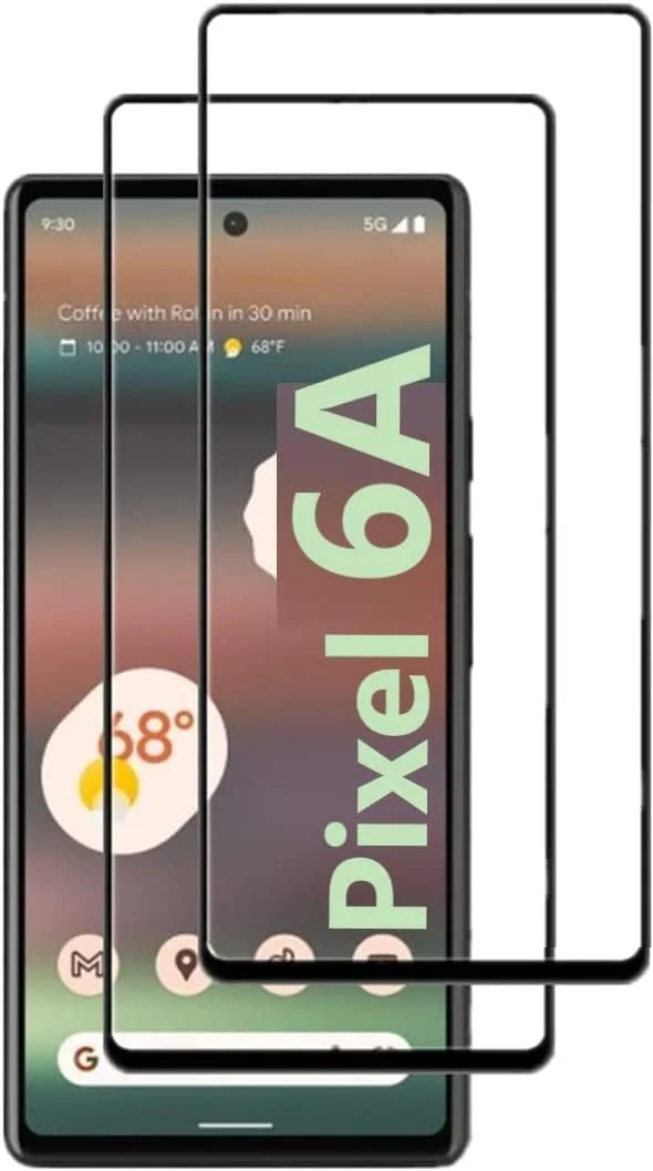 محافظ صفحه نمایش ابریشمی مشکی برای گوگل پیکسل 6a، [2 عدد] پوشش کامل ضد خش نصب آسان فیلم محافظ شیشه ای حرارت دیده برای تلفن گوگل پیکسل 6a (6.1 اینچ) 2022