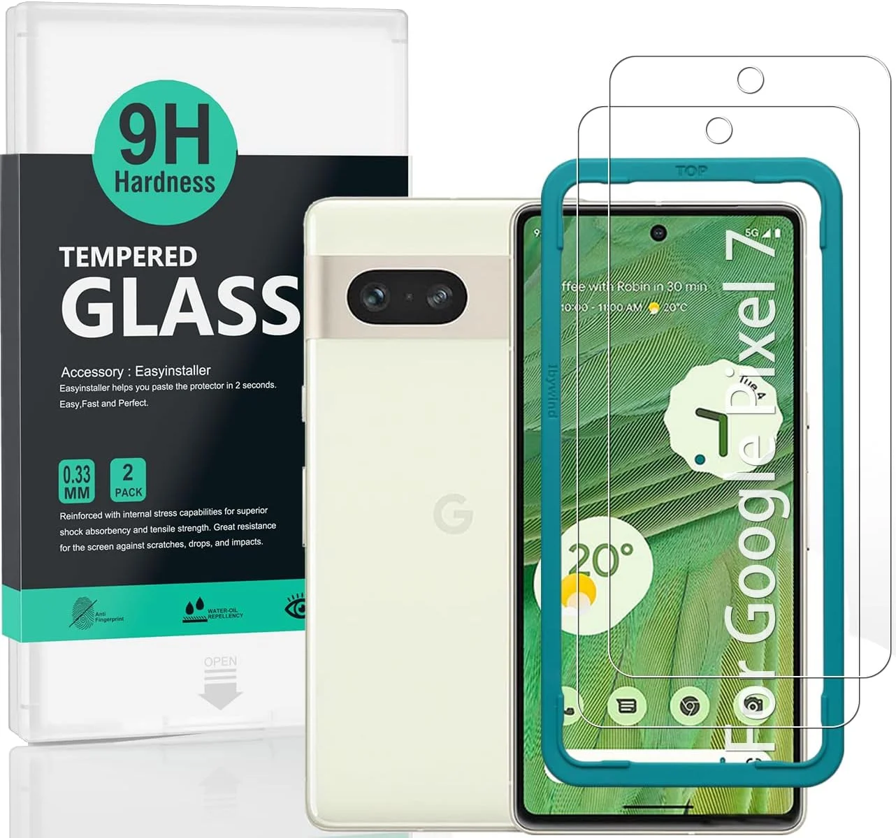 محافظ صفحه نمایش Ibywind برای گوگل پیکسل 7 5G (6.3 اینچ)، شامل 2 عدد شیشه حرارت دیده [حسگر اثر انگشت، نصب آسان]