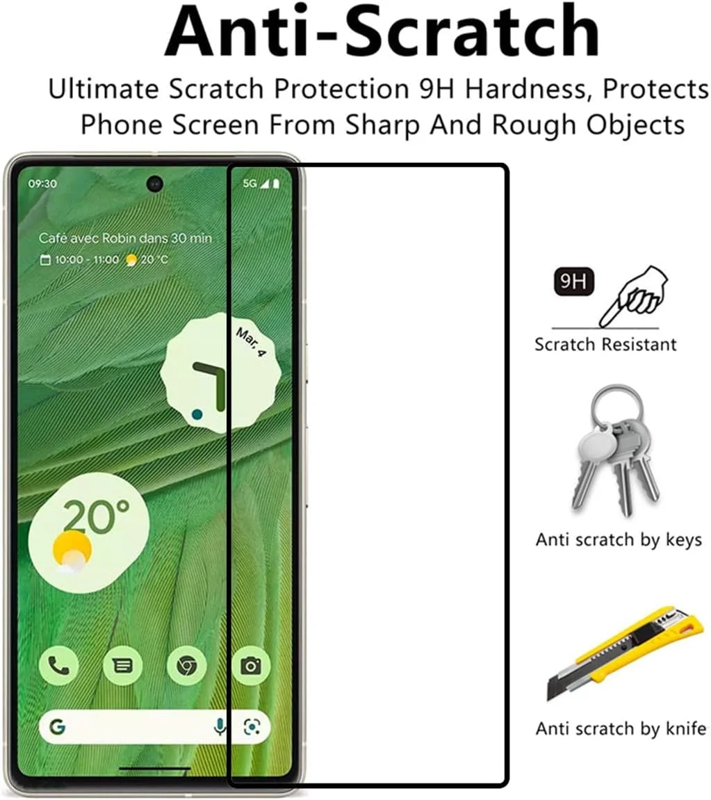 محافظ صفحه نمایش ابریشمی مشکی VIESUP برای گوگل پیکسل 7، [2 عدد] پوشش کامل ضد خش نصب آسان فیلم محافظ شیشه ای حرارت دیده برای گوشی گوگل پیکسل 7 (6.32 اینچ) 2022