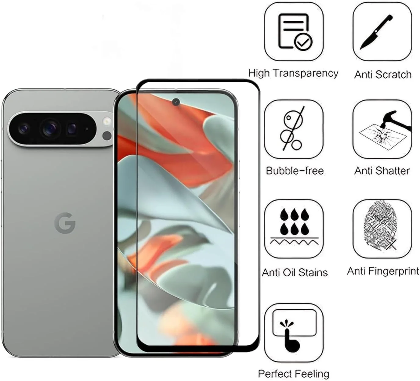 محافظ صفحه نمایش شیشه ای تمام چسب Muzz Google Pixel 9 Pro XL، بدون حباب، ضد خش، ضد اثر انگشت، سختی 9H، لبه منحنی سه بعدی برای Google Pixel 9 Pro XL شیشه مشکی محافظ صفحه نمایش شیشه ای تمام چسب Muzz Google Pixel 9 Pro XL، بدون حباب، ضد خش، ضد اثر انگشت، سختی 9H، لبه منحنی سه بعدی برای Google Pixel 9 Pro XL شیشه مشکی