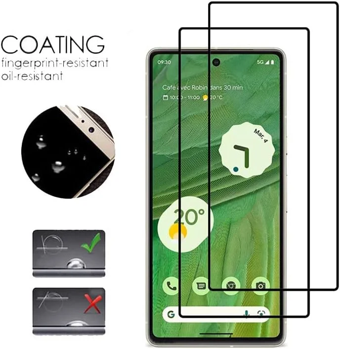 محافظ صفحه نمایش ابریشمی مشکی VIESUP برای گوگل پیکسل 7، [2 عدد] پوشش کامل ضد خش نصب آسان فیلم محافظ شیشه ای حرارت دیده برای گوشی گوگل پیکسل 7 (6.32 اینچ) 2022