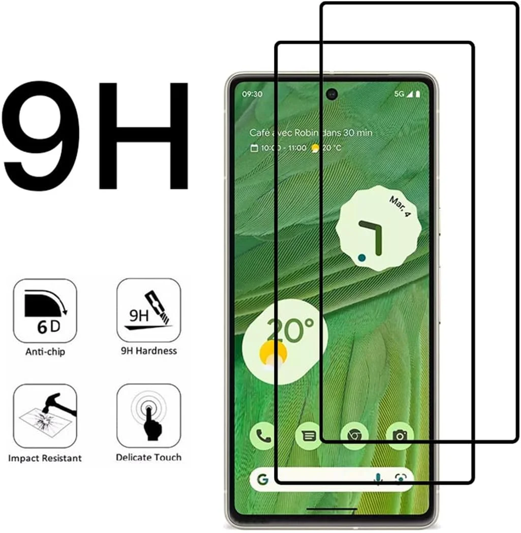 محافظ صفحه نمایش ابریشمی مشکی VIESUP برای گوگل پیکسل 7، [2 عدد] پوشش کامل ضد خش نصب آسان فیلم محافظ شیشه ای حرارت دیده برای گوشی گوگل پیکسل 7 (6.32 اینچ) 2022