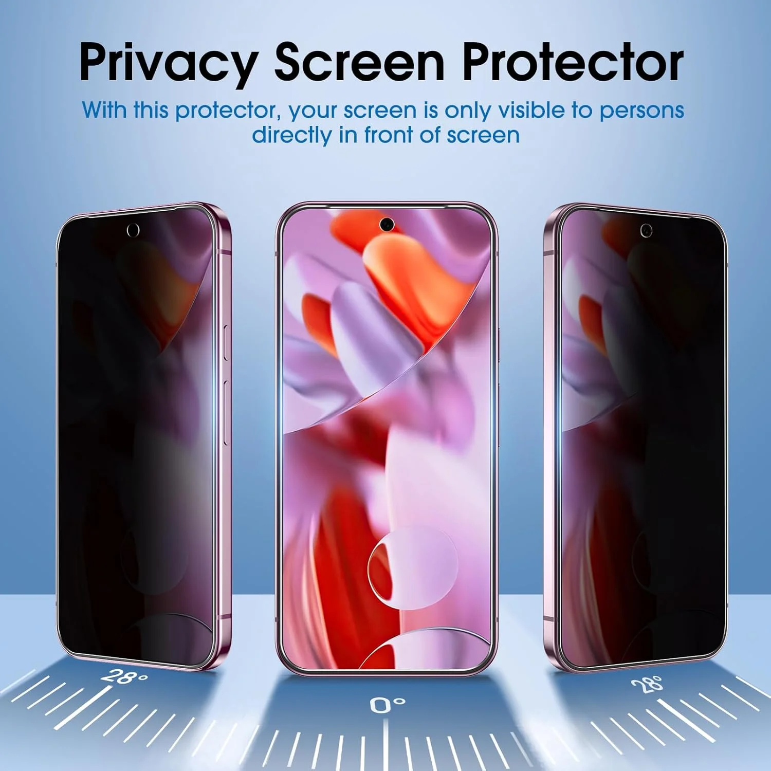 محافظ صفحه نمایش حریم خصوصی amFilm [بسته 2 عددی] برای گوگل پیکسل 9 پرو XL 2024، شیشه حرارت دیده، سازگار با اثر انگشت اولتراسونیک، با قاب نصب آسان، ضد خش، بدون حباب، سازگار با قاب