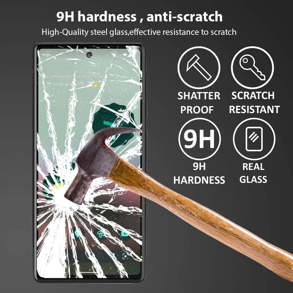 محافظ صفحه نمایش Al-HuTrusHi سازگار با Google Pixel 7a / Google Pixel 6a، شیشه حرارت دیده [ضد تابش نور] [پوشش کامل HD] [نصب آسان] [سختی 9H] [حساس به لمس]…