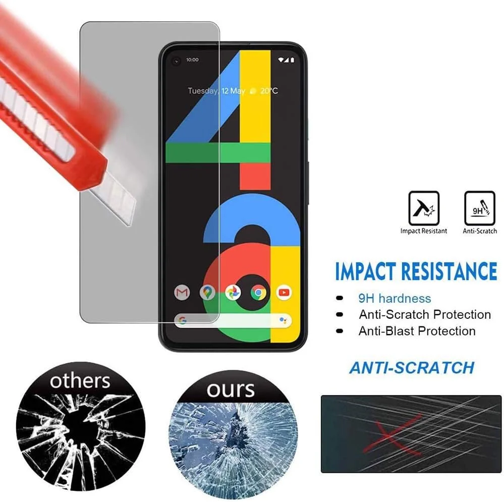 محافظ صفحه نمایش ضد جاسوسی AISELAN (2 عددی) برای گوشی گوگل پیکسل 4A، محافظ صفحه حریم خصوصی فوق العاده نازک شیشه حرارت دیده برای گوشی گوگل پیکسل 4A