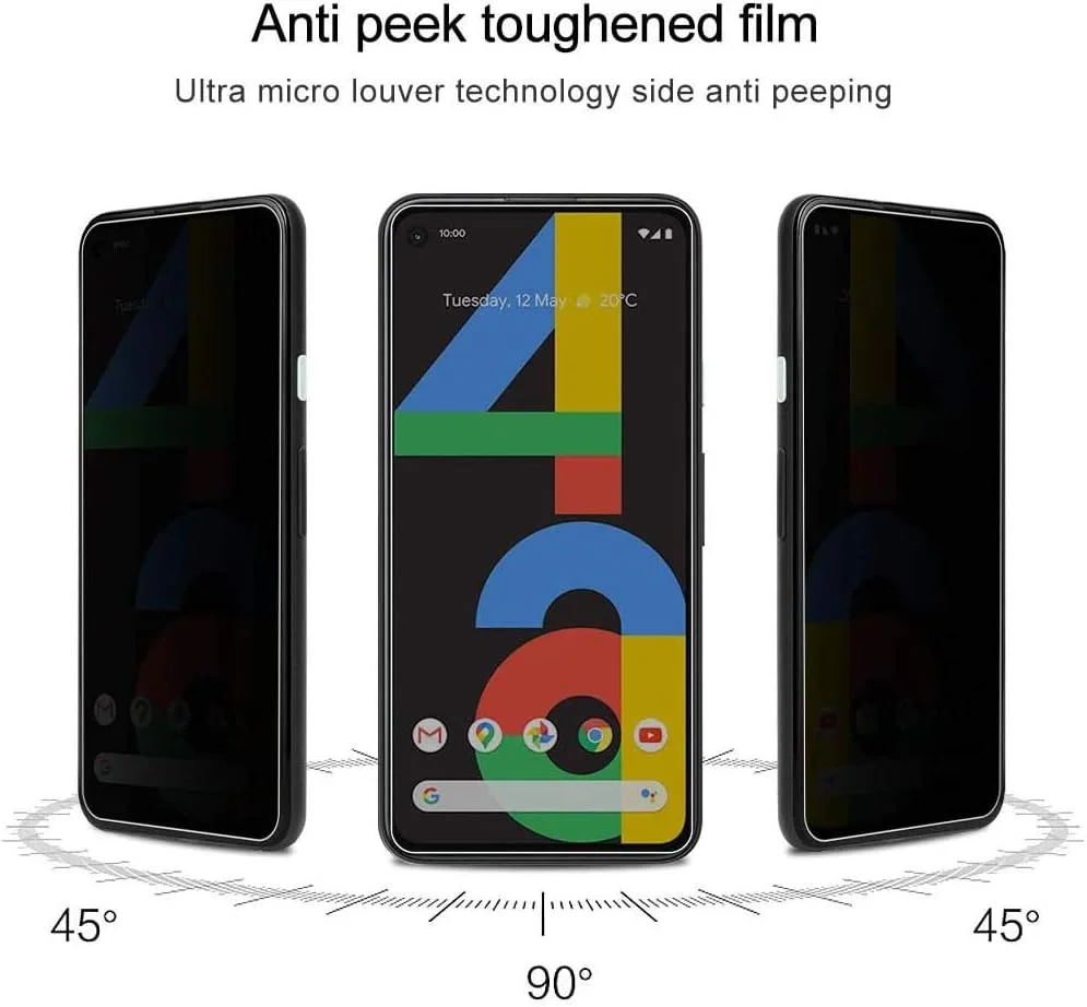 محافظ صفحه نمایش ضد جاسوسی AISELAN (2 عددی) برای گوشی گوگل پیکسل 4A، محافظ صفحه حریم خصوصی فوق العاده نازک شیشه حرارت دیده برای گوشی گوگل پیکسل 4A