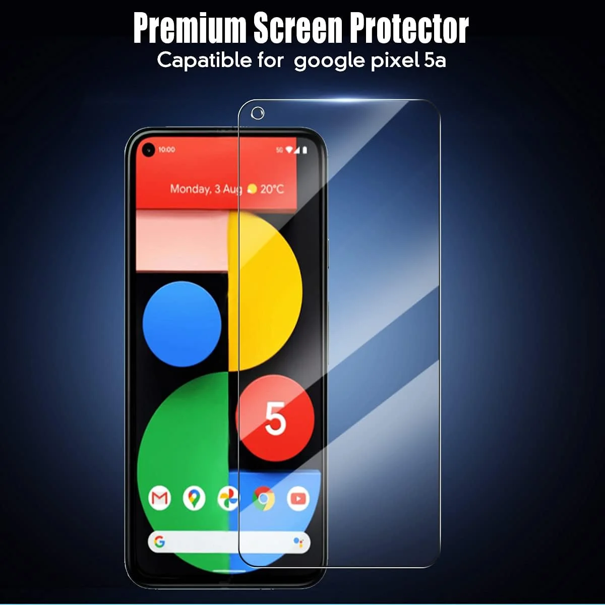 محافظ صفحه نمایش شیشه ای COOKOE برای گوگل پیکسل 5A 5G، فیلم محافظ صفحه نمایش شیشه ای حرارت دیده، سختی 9H، ضد خش، فیلم محافظ بدون حباب، بسته 2 عددی