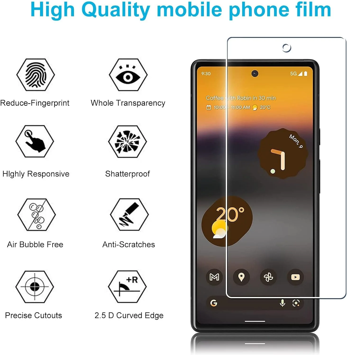 محافظ صفحه نمایش شیشه ای حرارت دیده دیدیسکی، بسته 2 عددی، مناسب برای گوگل پیکسل 6a و پیکسل 7a با اندازه 6.1 اینچ (نه برای پیکسل 6 و پیکسل 6 پرو)، لمس نرم، تمیز کردن آسان، نصب آسان، شفاف