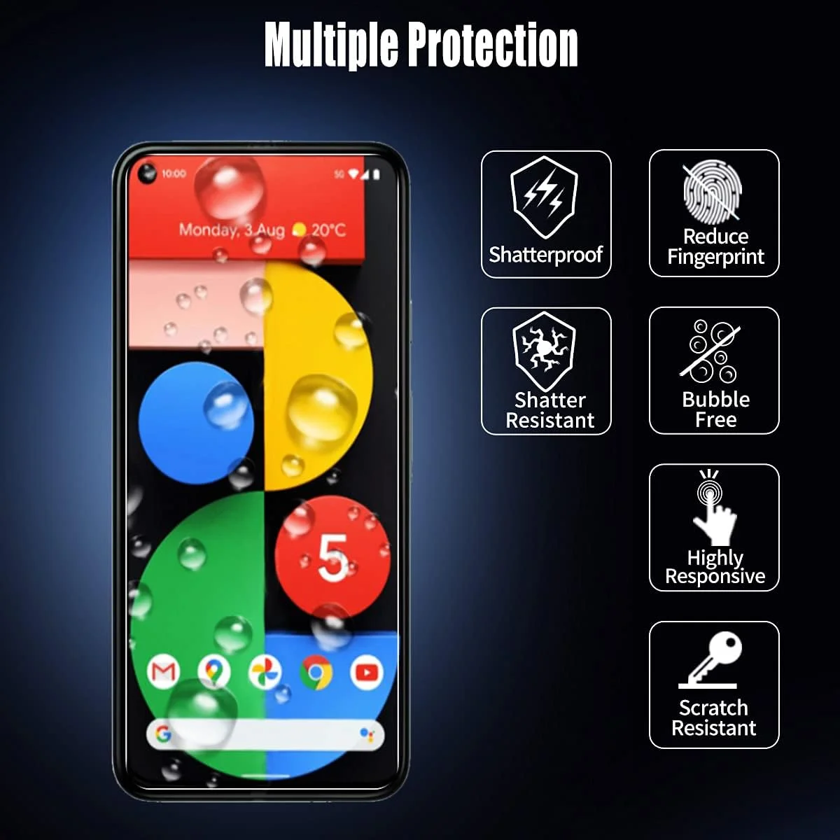 محافظ صفحه نمایش شیشه ای COOKOE برای گوگل پیکسل 5A 5G، فیلم محافظ صفحه نمایش شیشه ای حرارت دیده، سختی 9H، ضد خش، فیلم محافظ بدون حباب، بسته 2 عددی