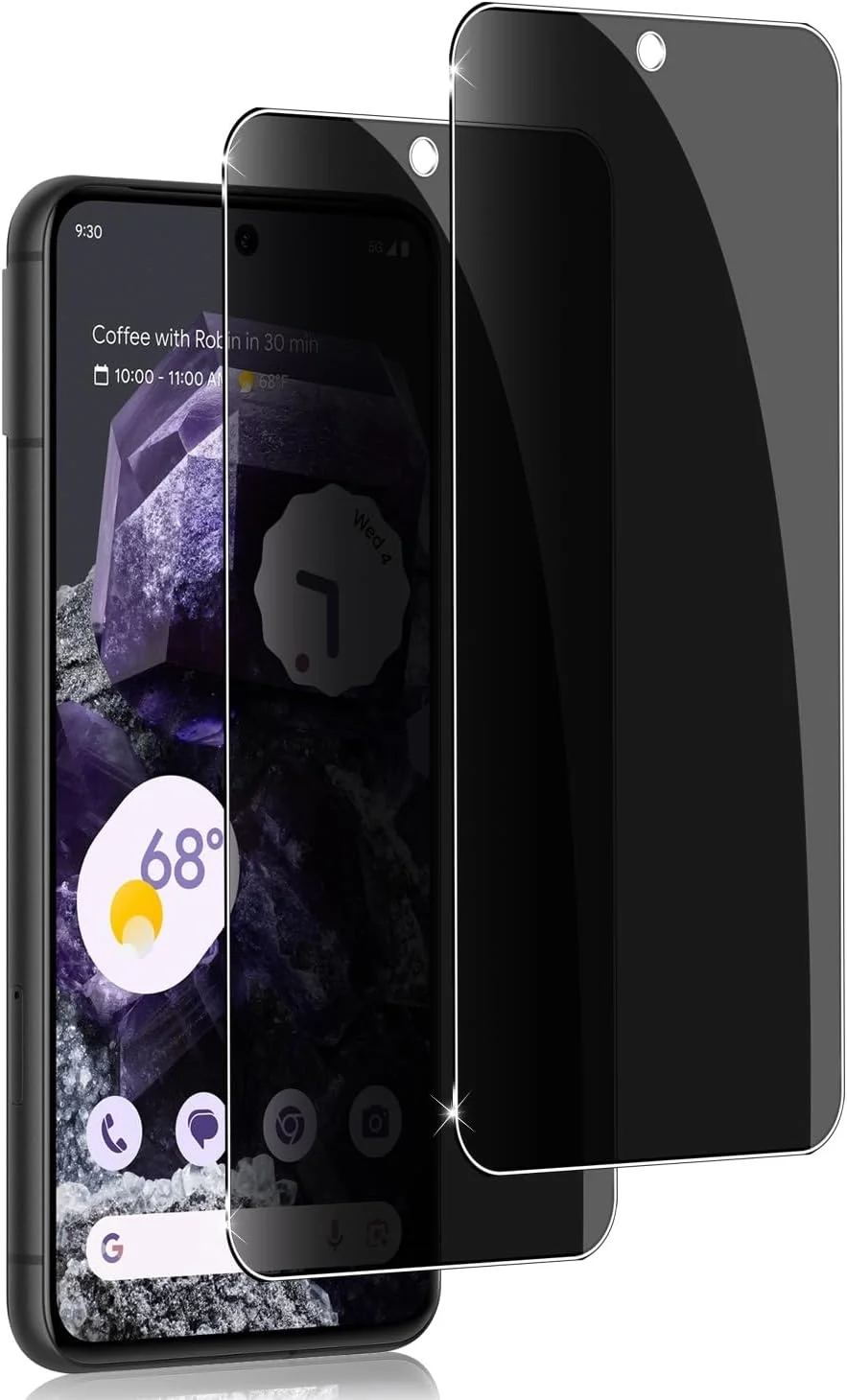 محافظ صفحه نمایش حریم خصوصی Holilo برای Google Pixel 8 شیشه حرارت دیده، بسته 2 عددی محافظ صفحه نمایش حریم خصوصی ضد جاسوسی لبه مشکی شیشه محافظ حریم خصوصی