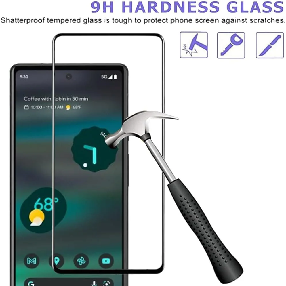 محافظ صفحه نمایش شیشه ای حرارت دیده مقاوم در برابر خش و شفاف HD برای گوگل پیکسل 8 مشکی محافظ صفحه نمایش شیشه ای حرارت دیده مقاوم در برابر خش و شفاف HD برای گوگل پیکسل 8 مشکی