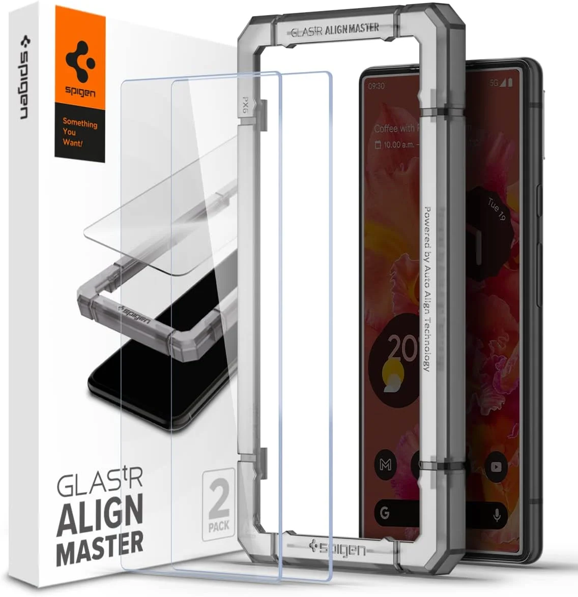 محافظ صفحه نمایش شیشه ای حرارت دیده پریمیوم Spigen GLAStR Align Master طراحی شده برای Google Pixel 6 - [سازگار با قاب - 2 عدد]