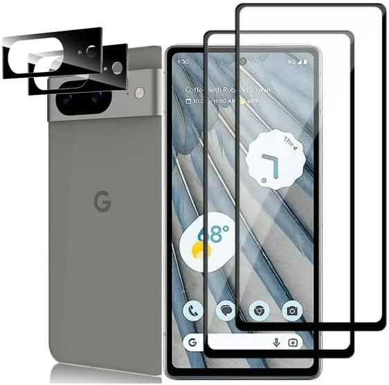 محافظ صفحه نمایش شیشه ای سازگار با Google Pixel 8، فیلم شیشه ای حرارت دیده به همراه محافظ لنز دوربین، ضد خش و بدون حباب، مناسب برای پیکسل 8 5G 6.16 اینچ [بسته 2+2 عددی]