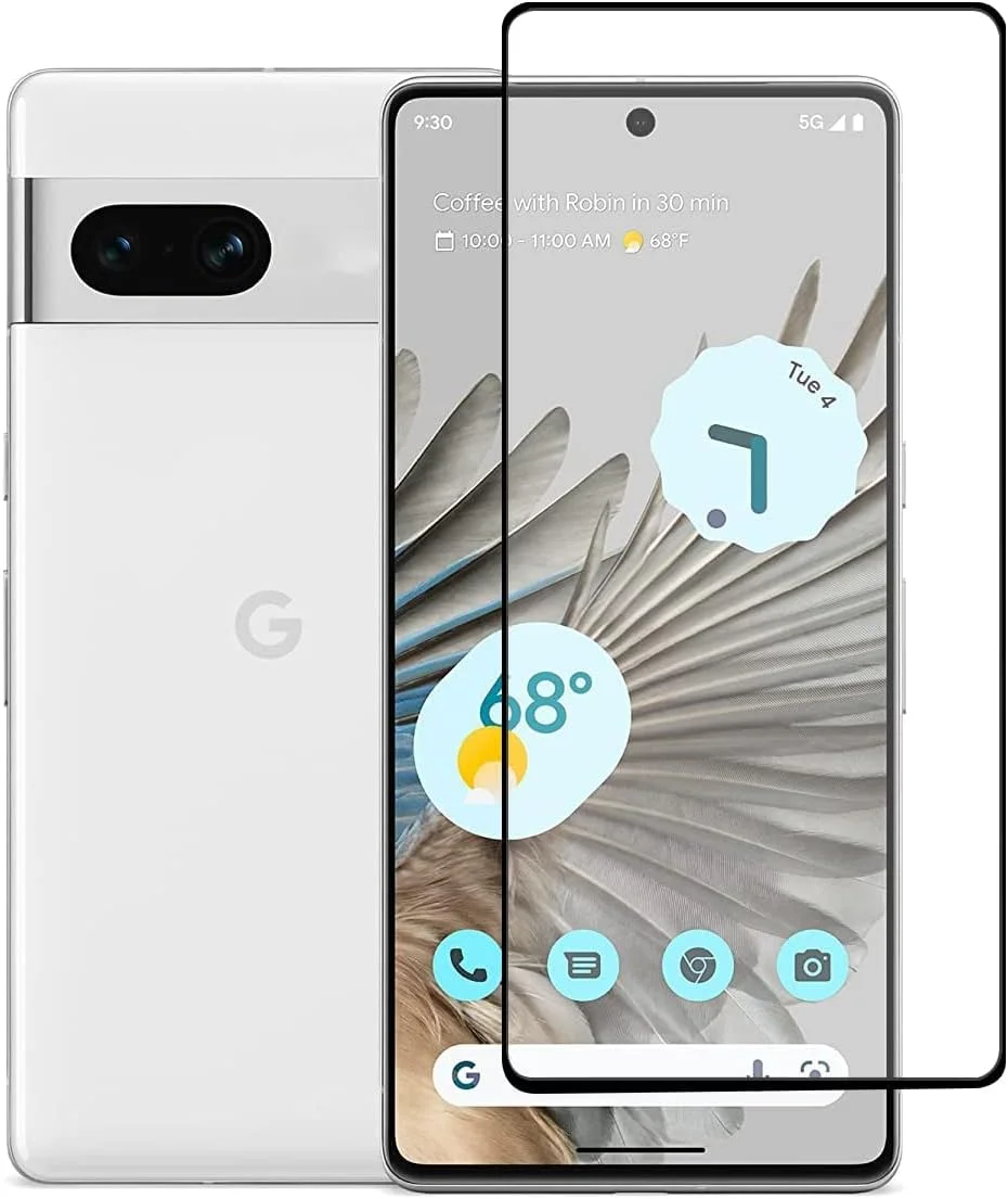 محافظ صفحه نمایش شیشه ای حرارت دیده فول چسب Zubitech Google Pixel 7، پوشش کامل لبه به لبه، ضد خرد شدن، سختی 9H، ضد خش، بدون حباب، سازگار با Pixel 7